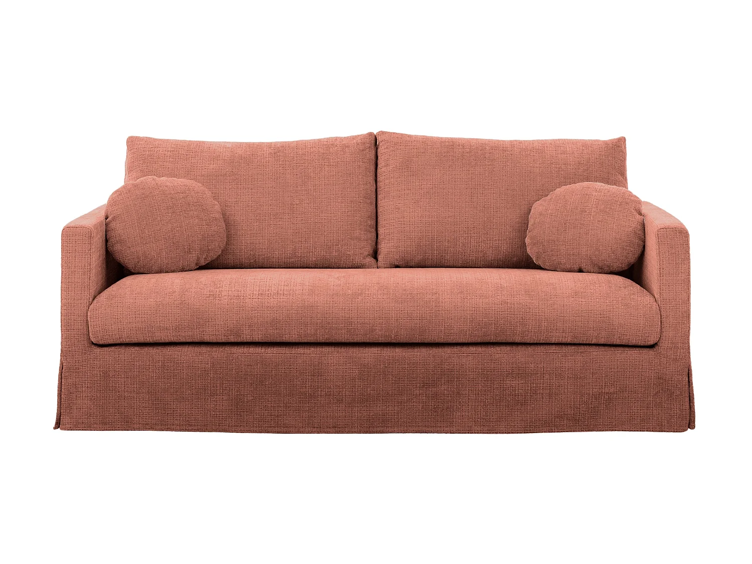 LEONIE - 3-zits rechte bank in chenille stof met afneembare hoezen - Terracotta