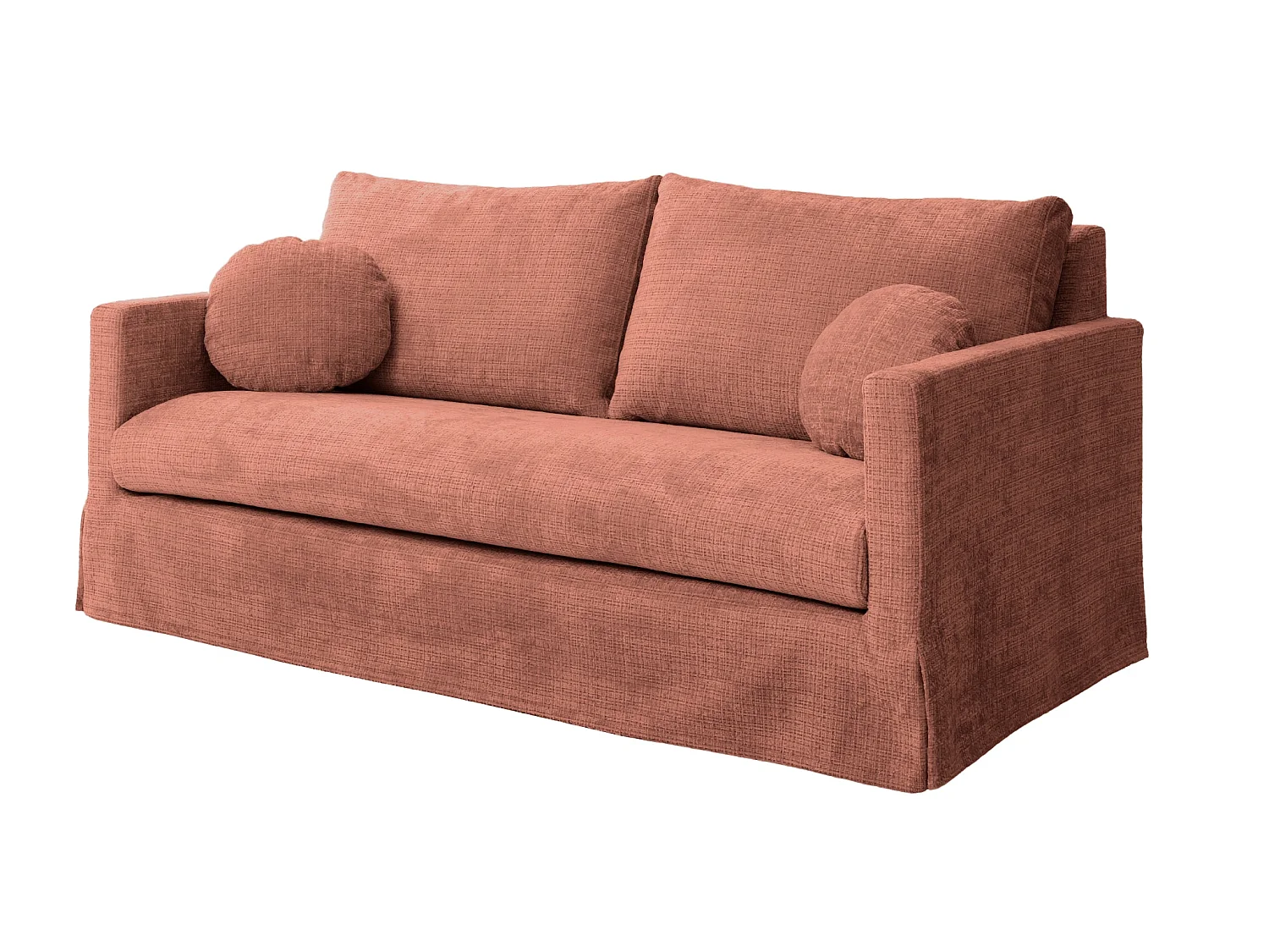 LEONIE - 3-zits rechte bank in chenille stof met afneembare hoezen - Terracotta