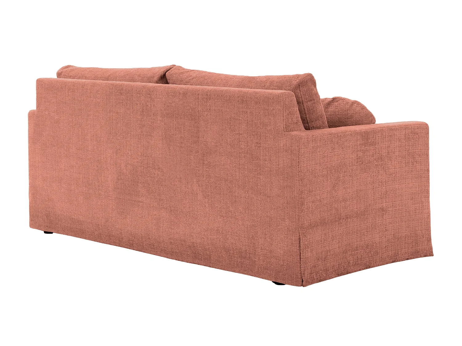 LEONIE - 3-zits rechte bank in chenille stof met afneembare hoezen - Terracotta
