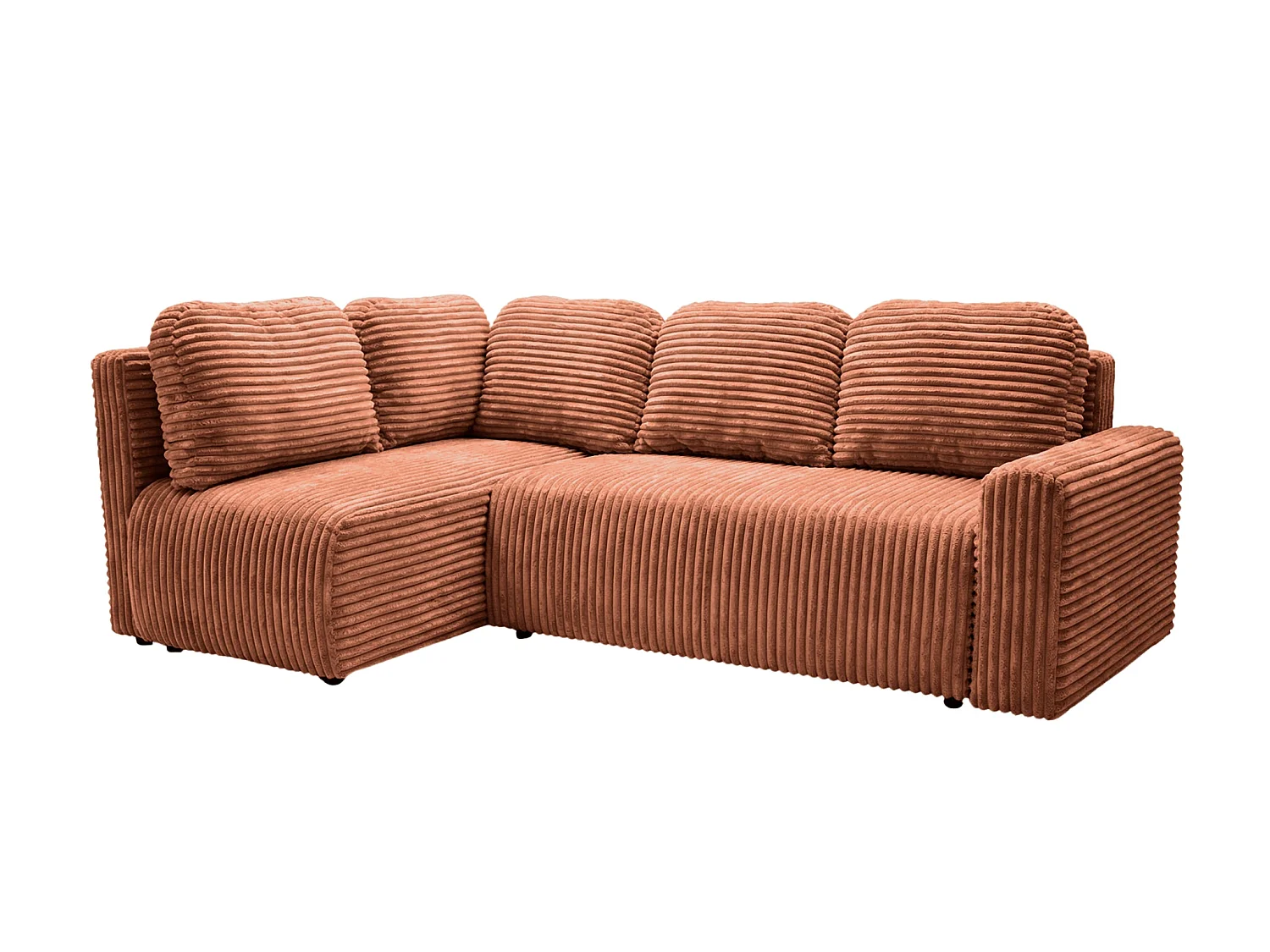 ELVIS L - 4-zits grote corduroy hoekbank - Terracotta
