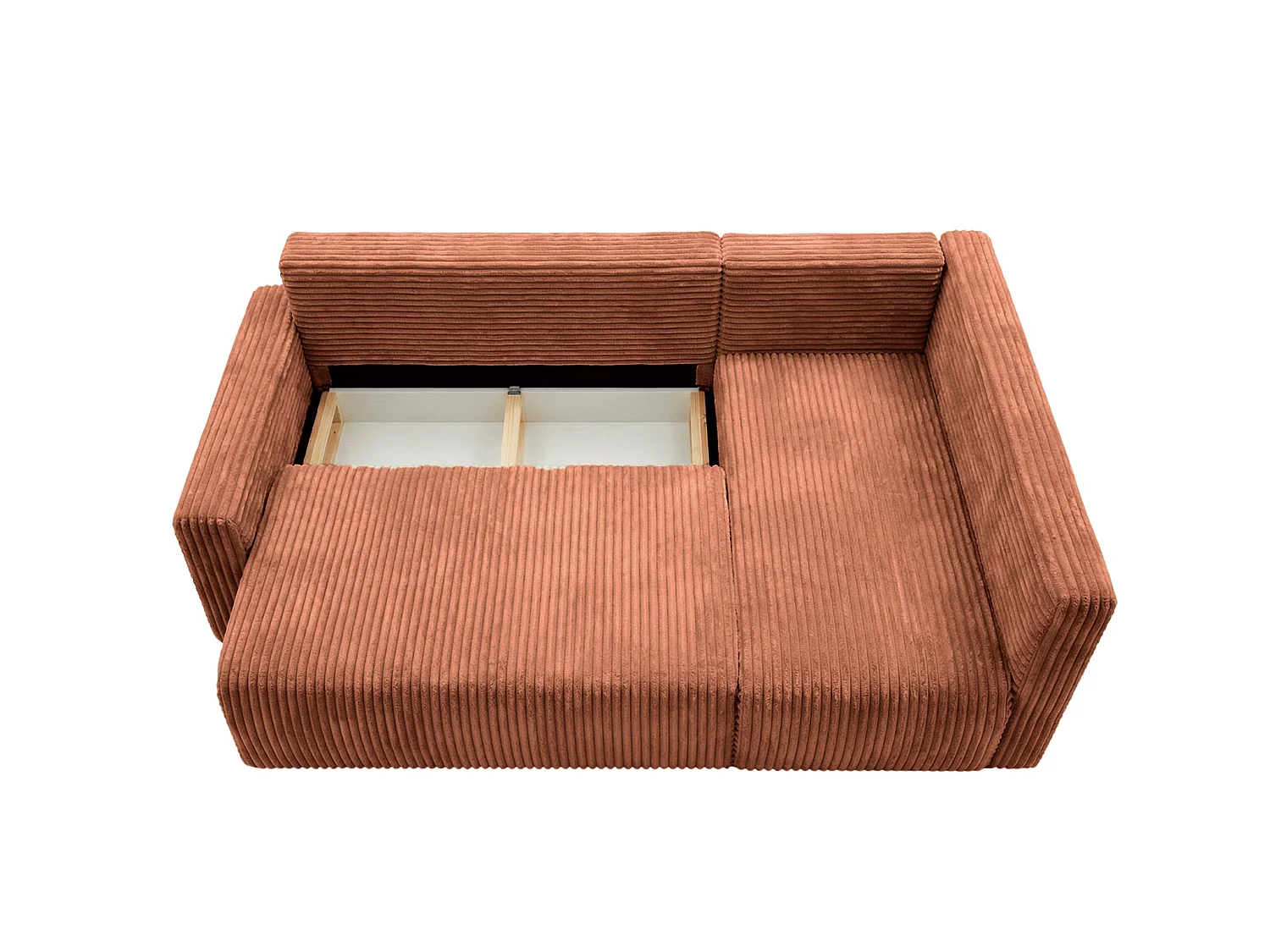 ELVIS L - 4-zits grote corduroy hoekbank - Terracotta