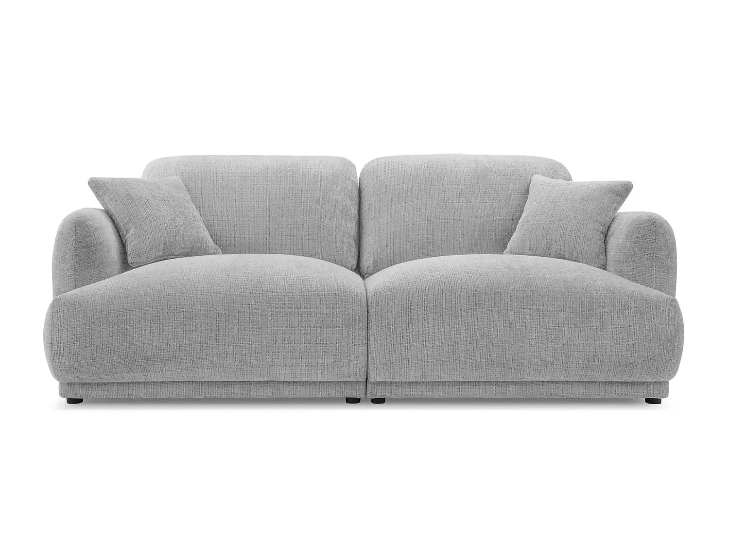 ROSALIE - Canapé droit tissu chenille 2 places Gris clair