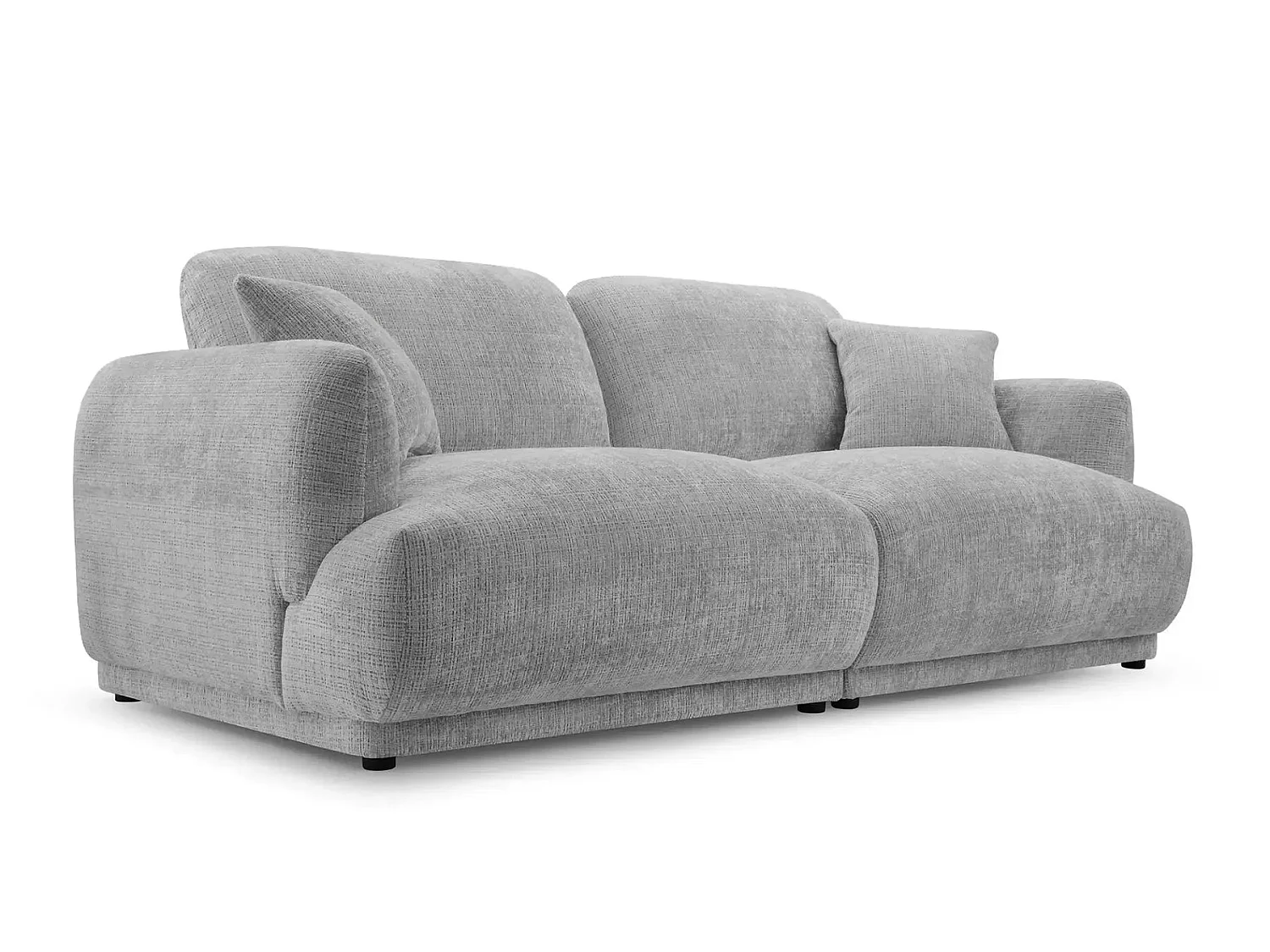 ROSALIE - Canapé droit tissu chenille 2 places Gris clair