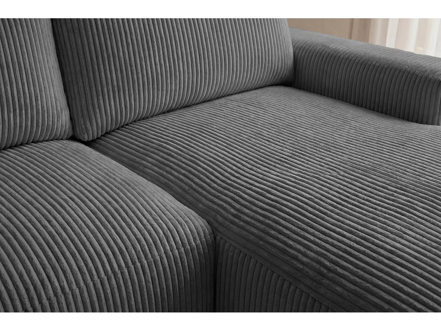 OLYMPE - Canapé d'angle petit velours côtelé 4 places Gris foncé Gauche
