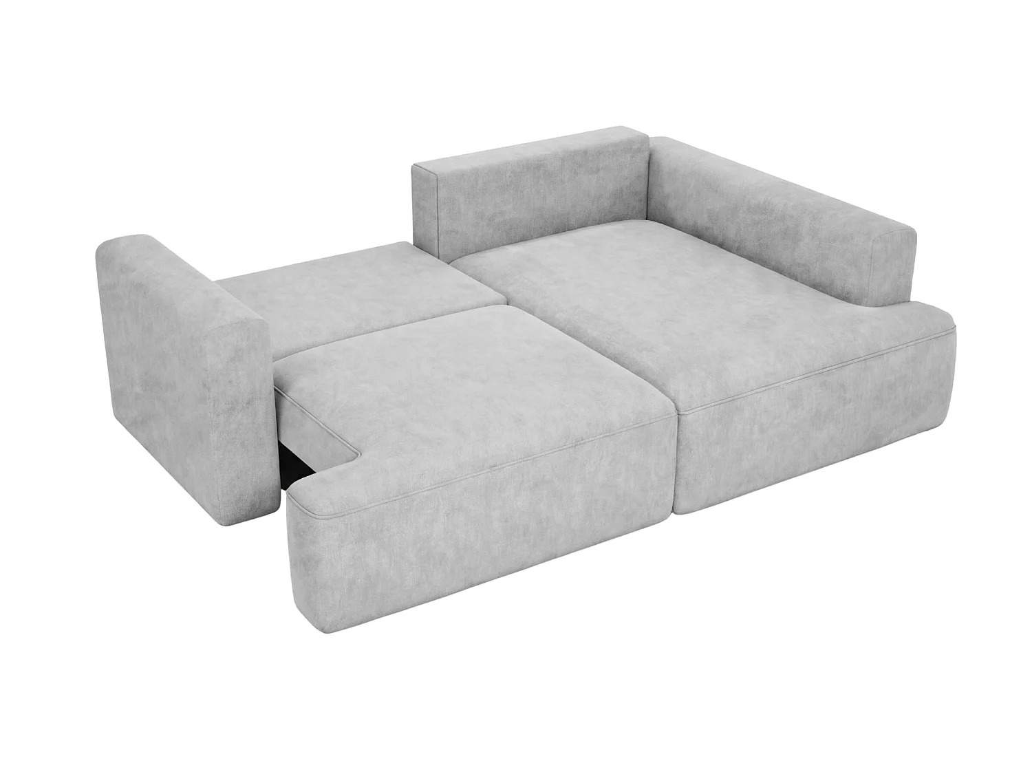 CHIARA - Canapé d'angle tissu velours 4 places Gris clair Droit