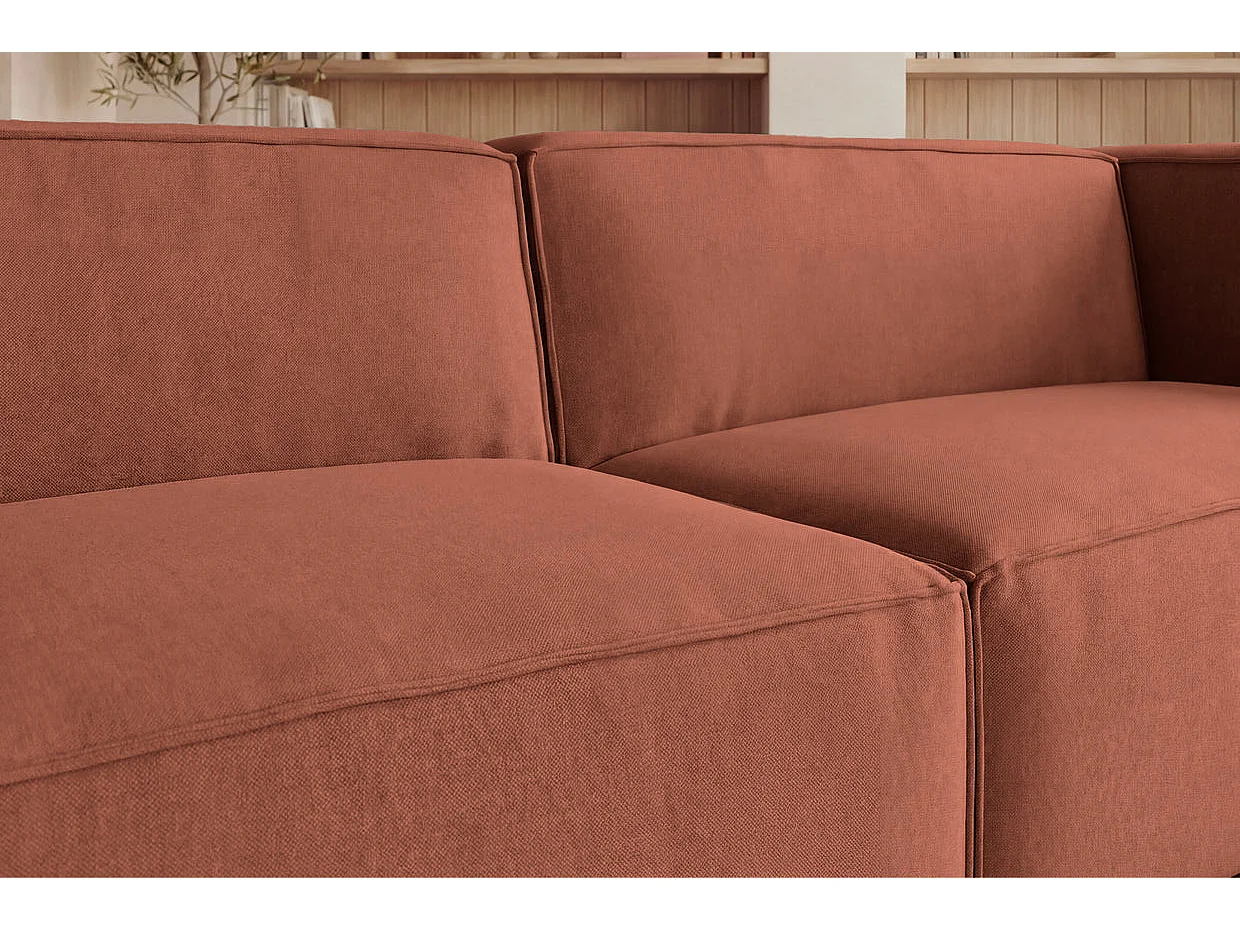 BASIL - Sofa 3-er rechte stof - Terracotta