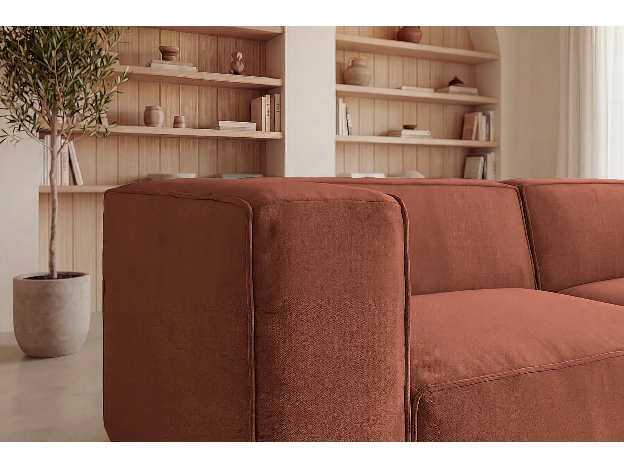 BASIL - Sofa 3-er rechte stof - Terracotta