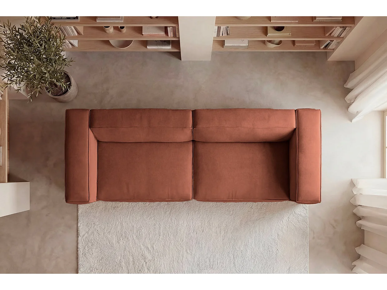 BASIL - Sofa 3-er rechte stof - Terracotta