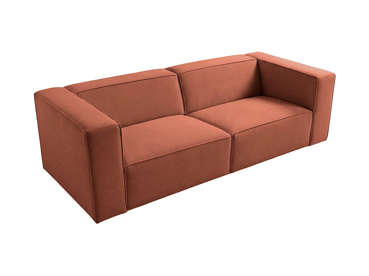 BASIL - Sofa 3-er rechte stof - Terracotta