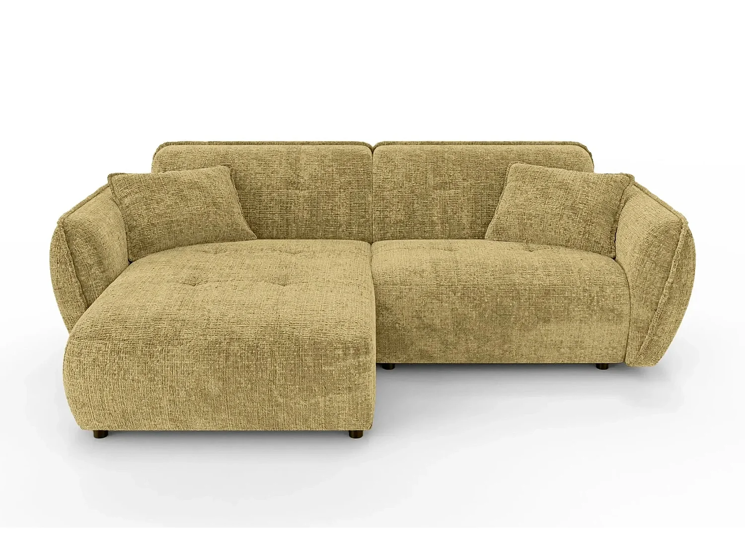 MONA - 4-zits hoekbank in chenille stof - Straight - Mustard