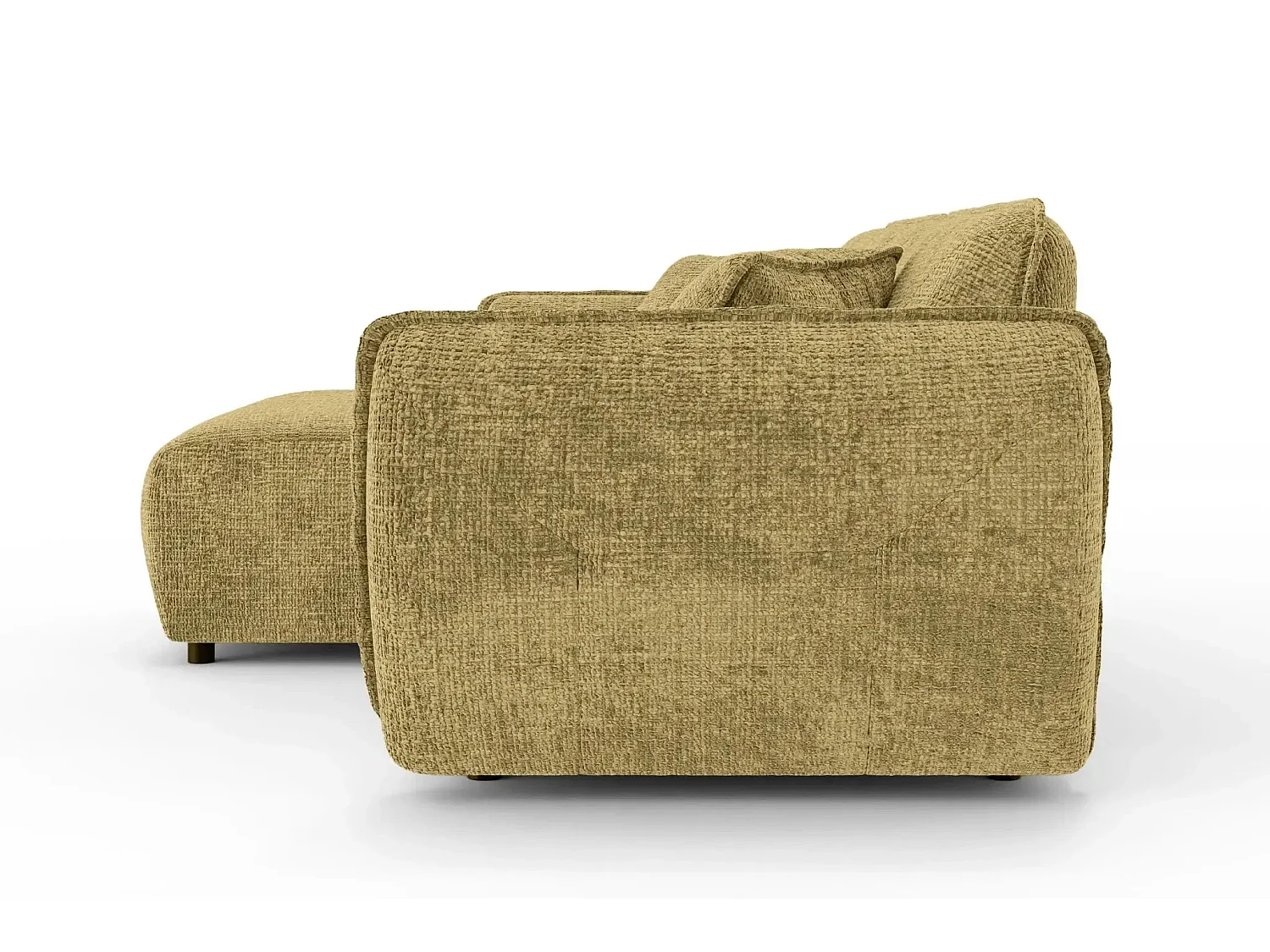 MONA - 4-zits hoekbank in chenille stof - Straight - Mustard