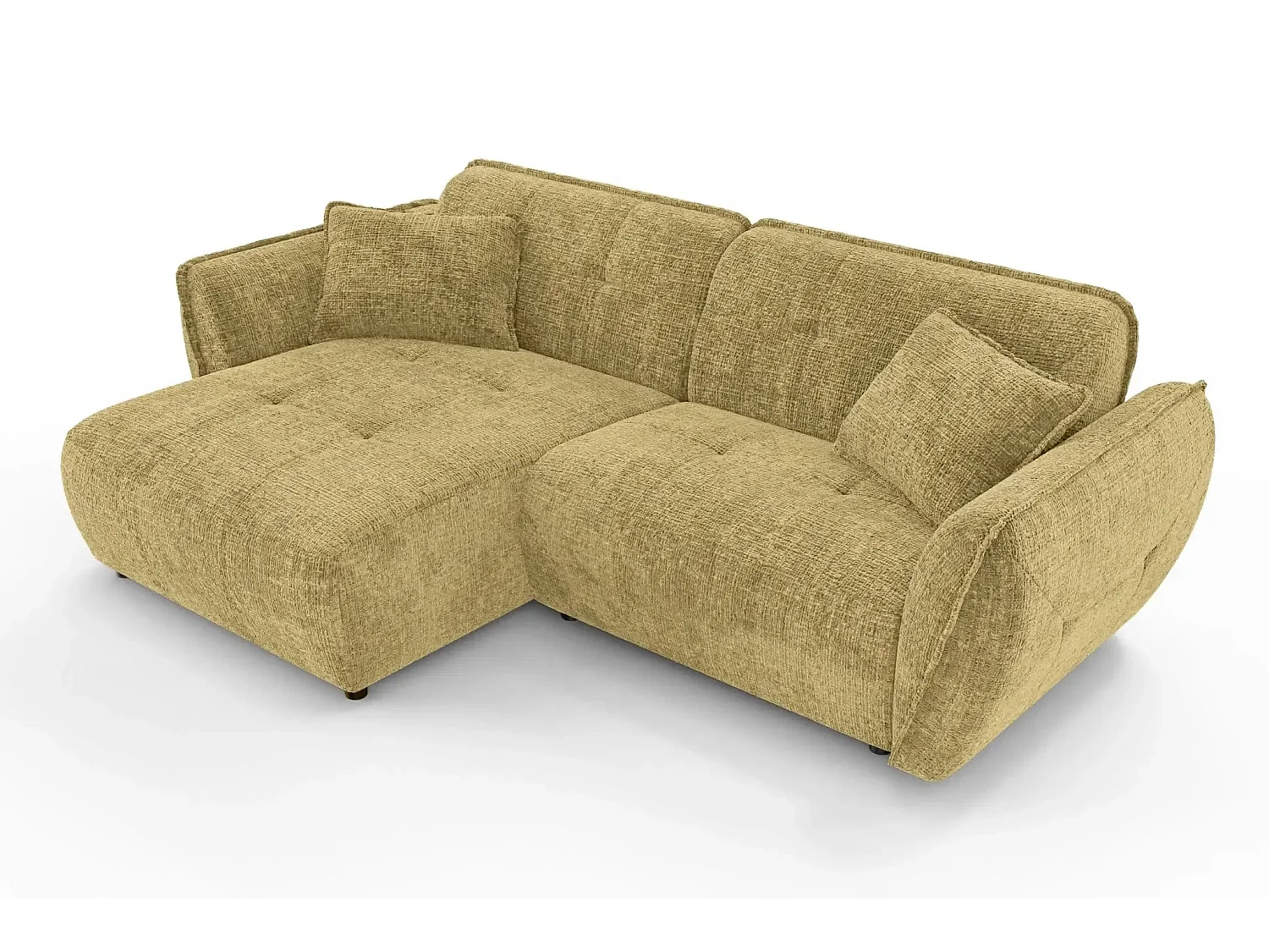 MONA - 4-zits hoekbank in chenille stof - Straight - Mustard