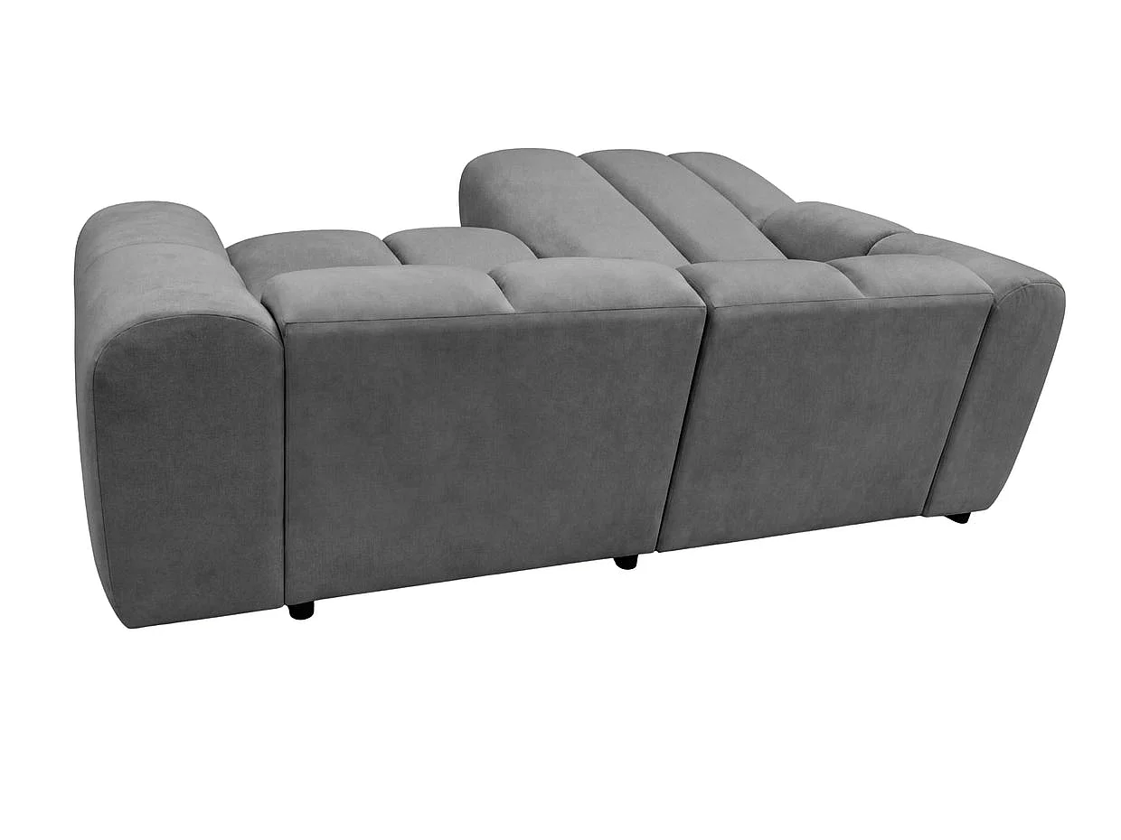 CANDICE - Canapé d'angle tissu velours 3 places Gris Gauche
