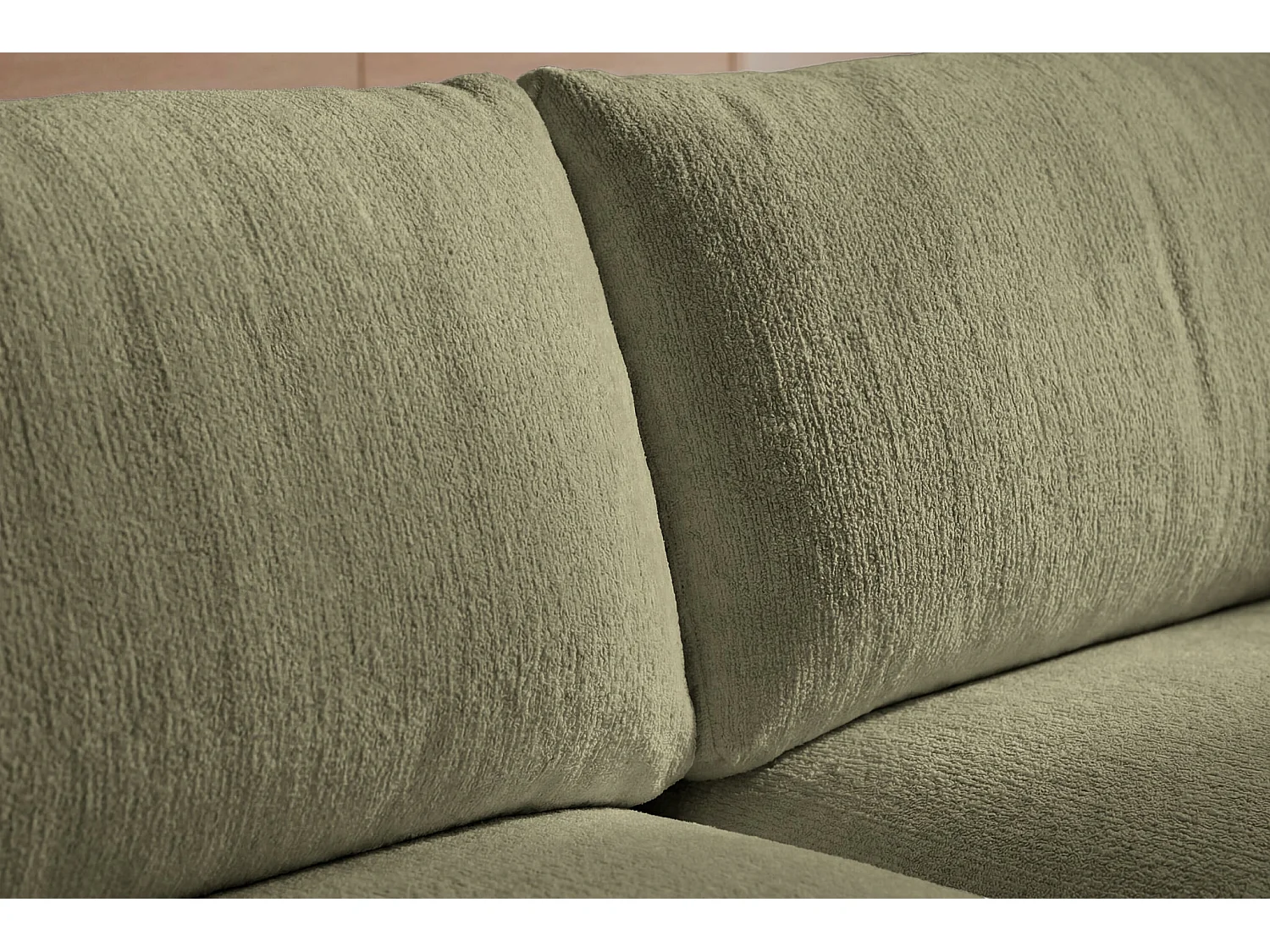 ELLY - Canapé d'angle tissu chenille 4 places Vert Gauche