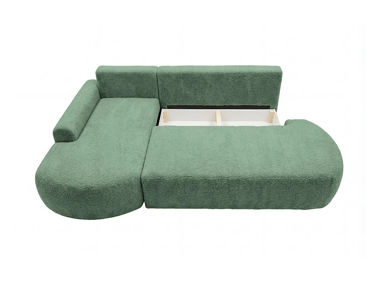 COLIN - Canapé d'angle tissu texturé 3 places Vert Gauche