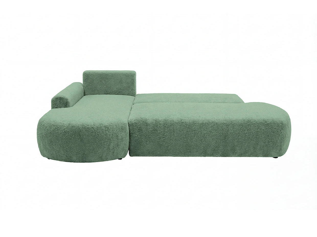 COLIN - Canapé d'angle tissu texturé 3 places Vert Gauche