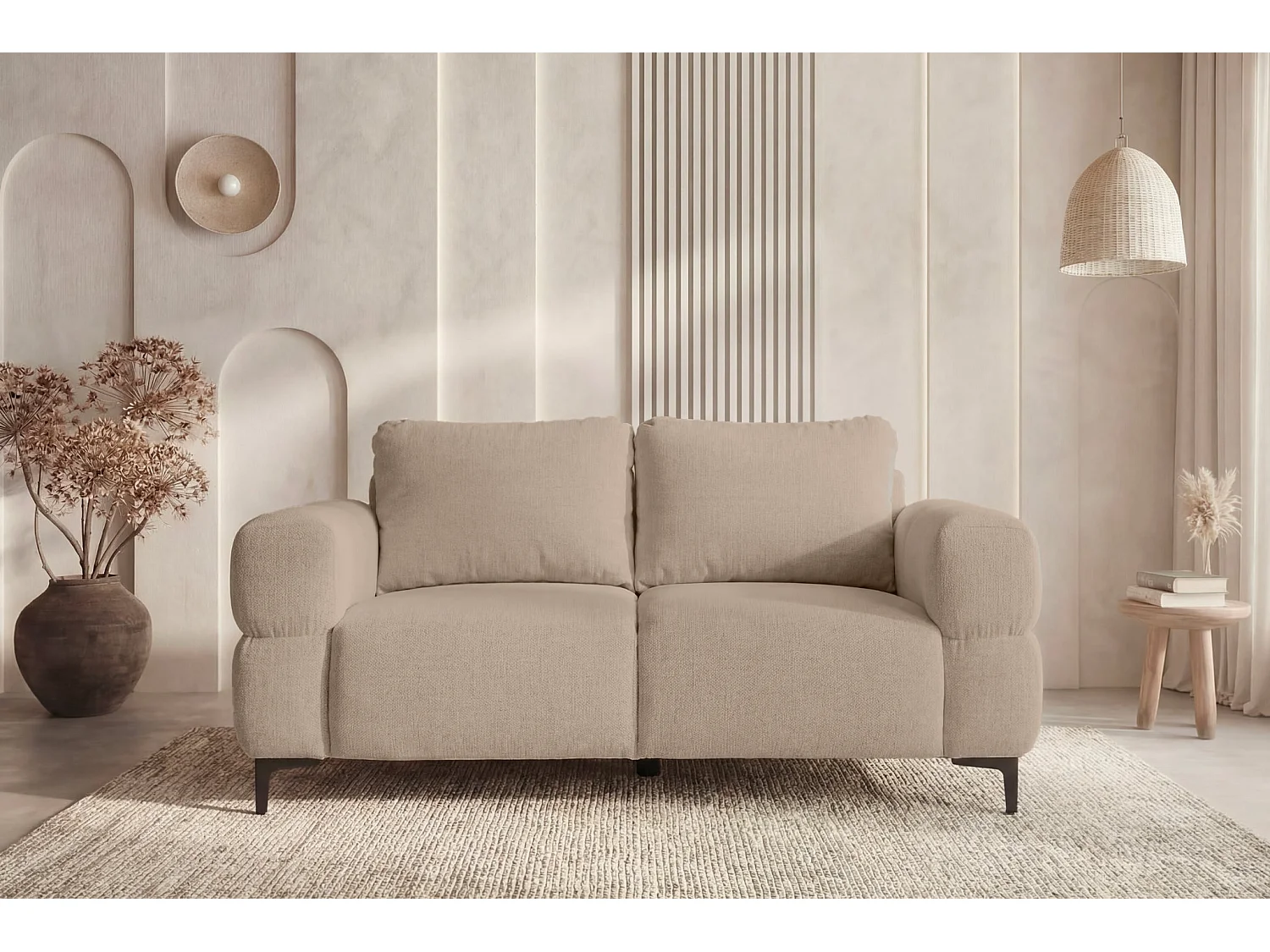 ELTON - Sofa 2-er Recht Stof - Koffie