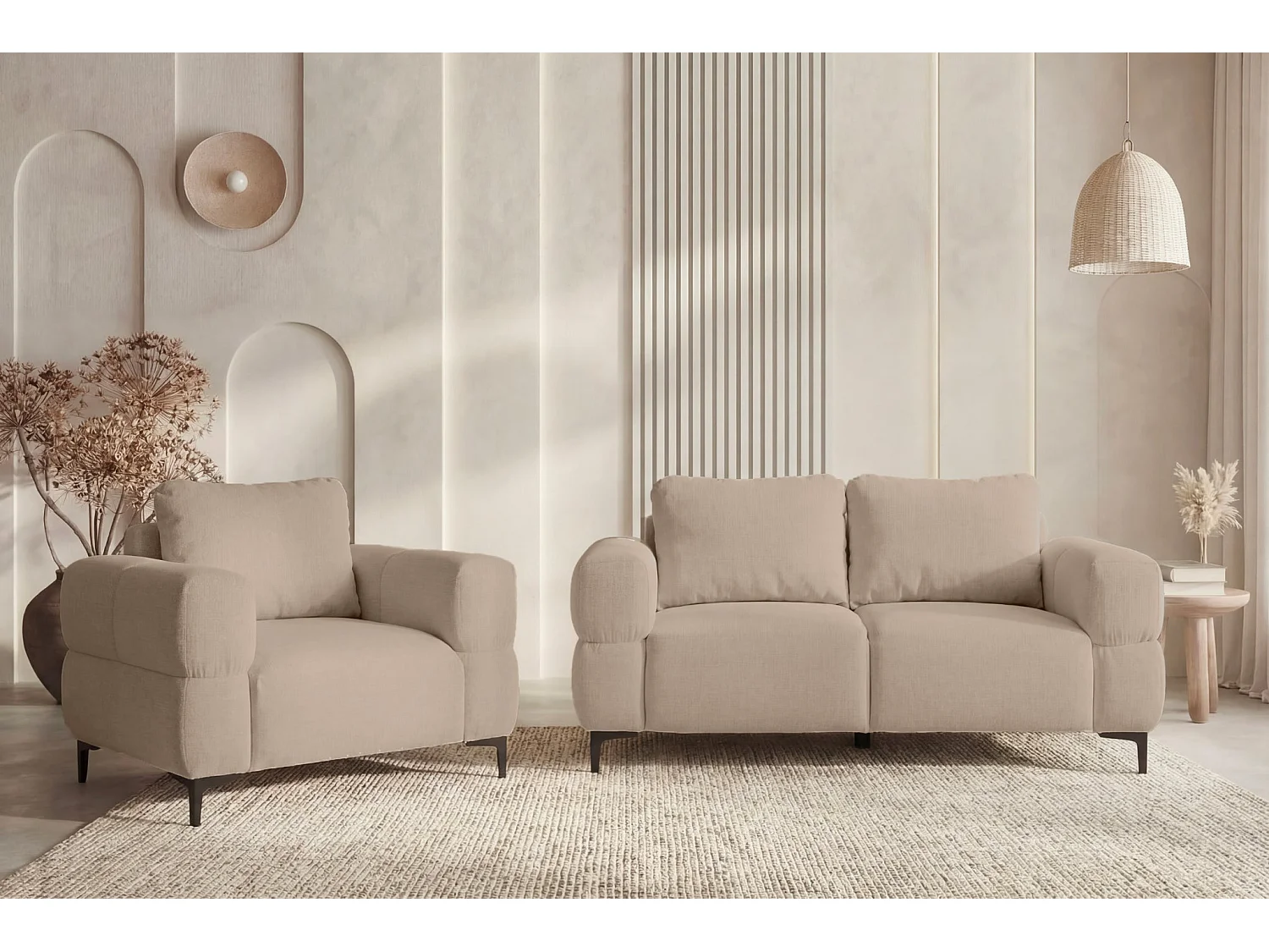 ELTON - Sofa 2-er Recht Stof - Koffie