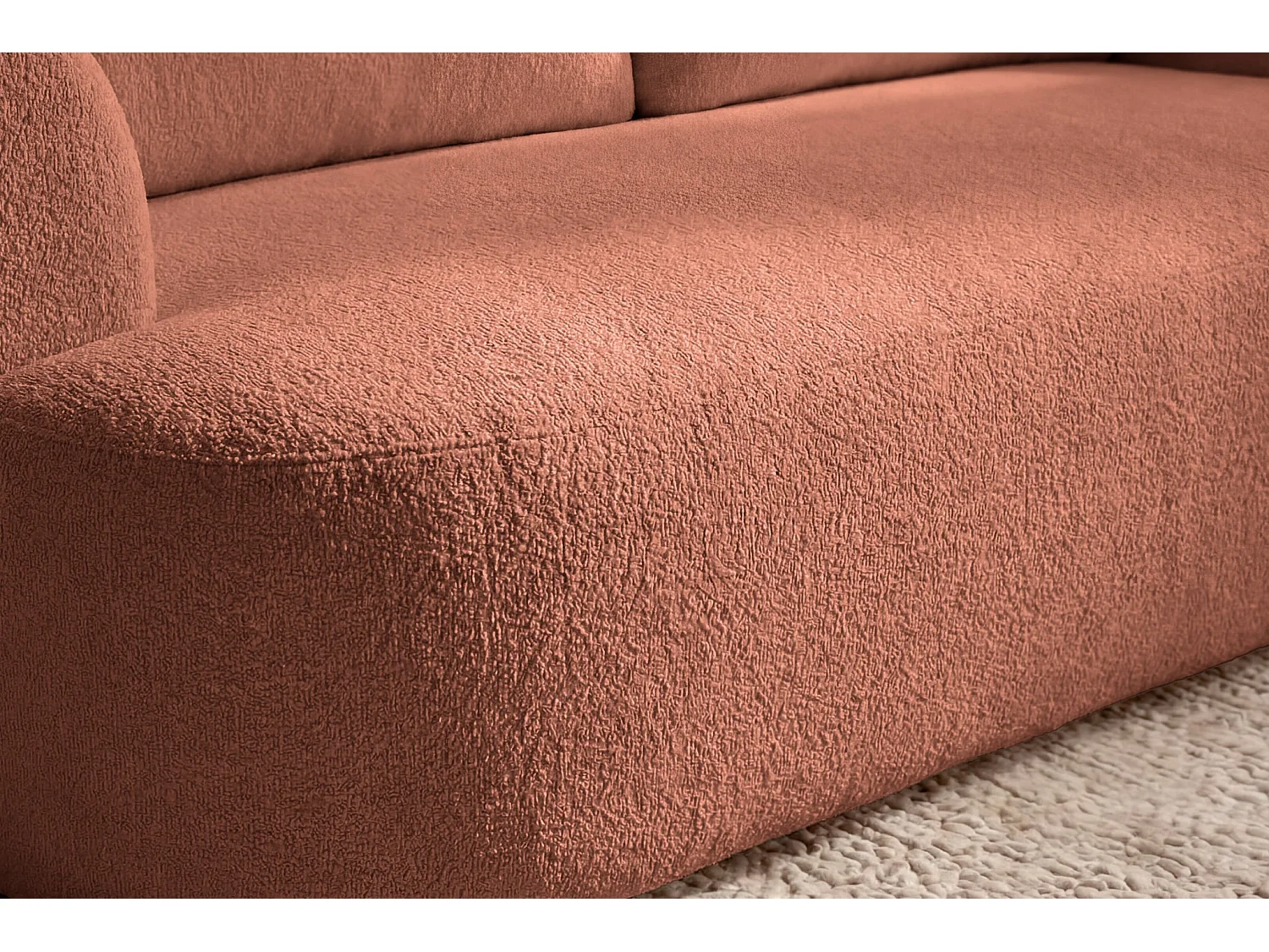 ELLY - Canapé droit tissu chenille 2 places Terracotta