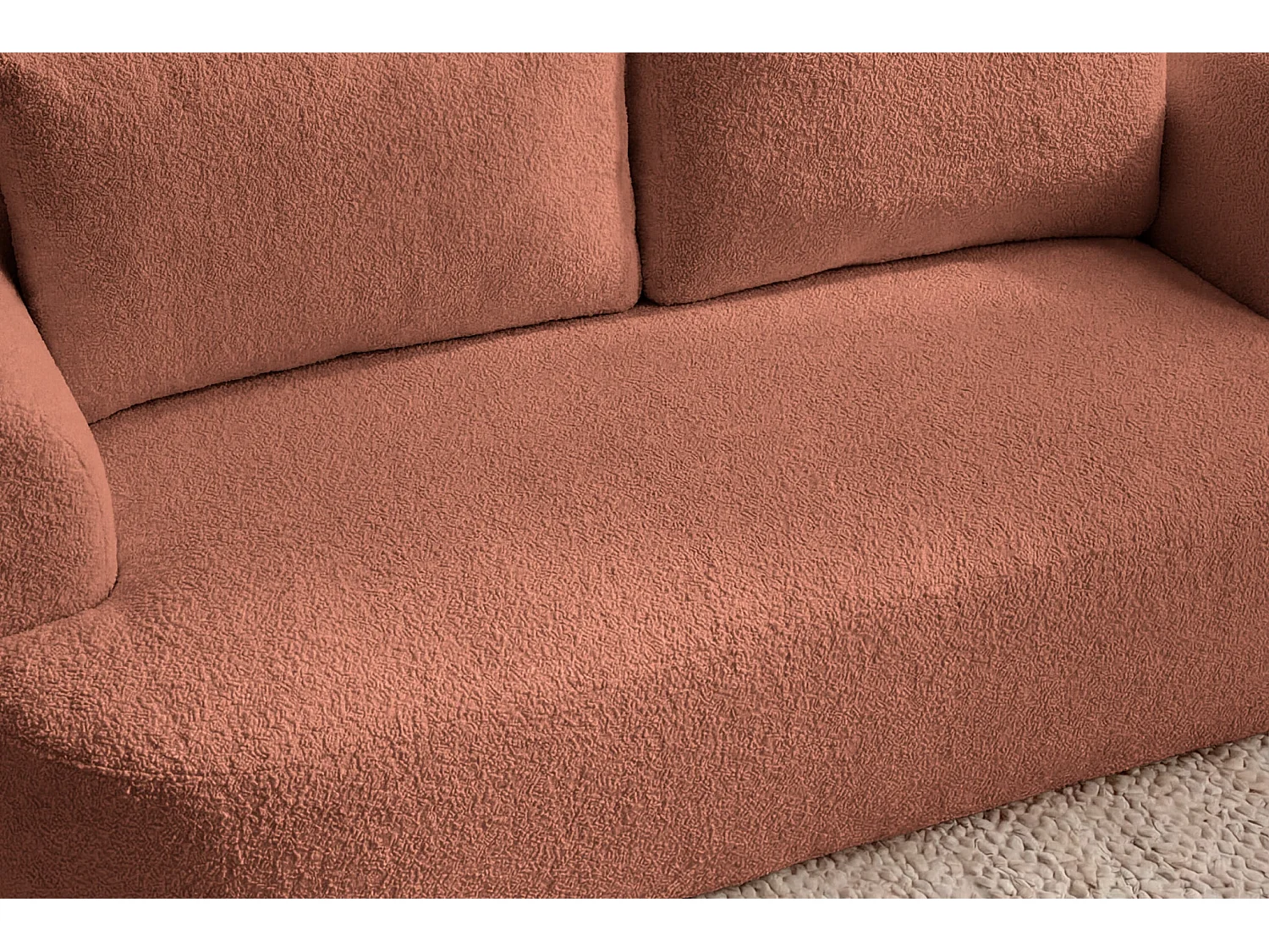 ELLY - Canapé droit tissu chenille 2 places Terracotta