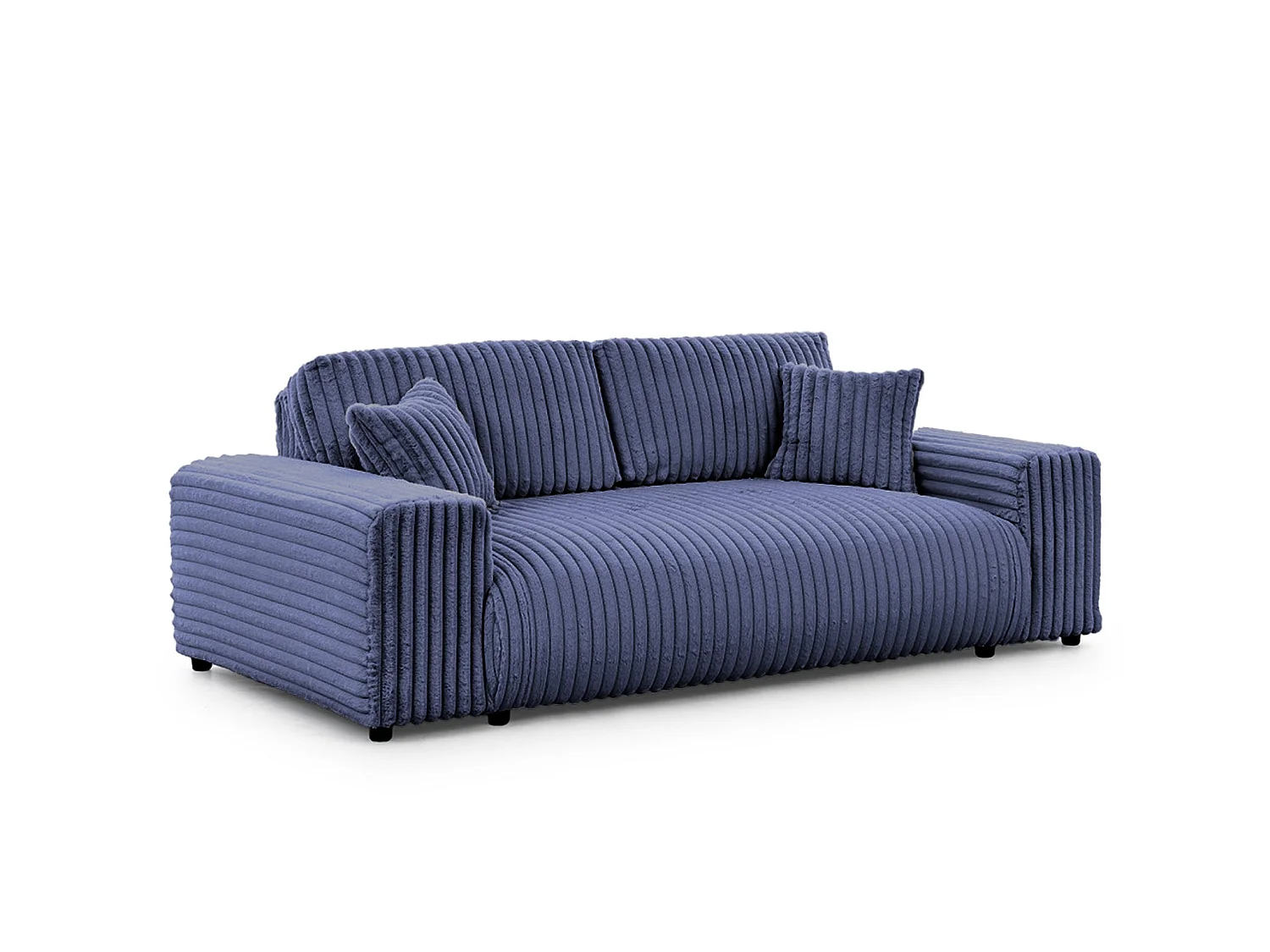 CAISA - Canapé droit velours côtelé 3 places Bleu