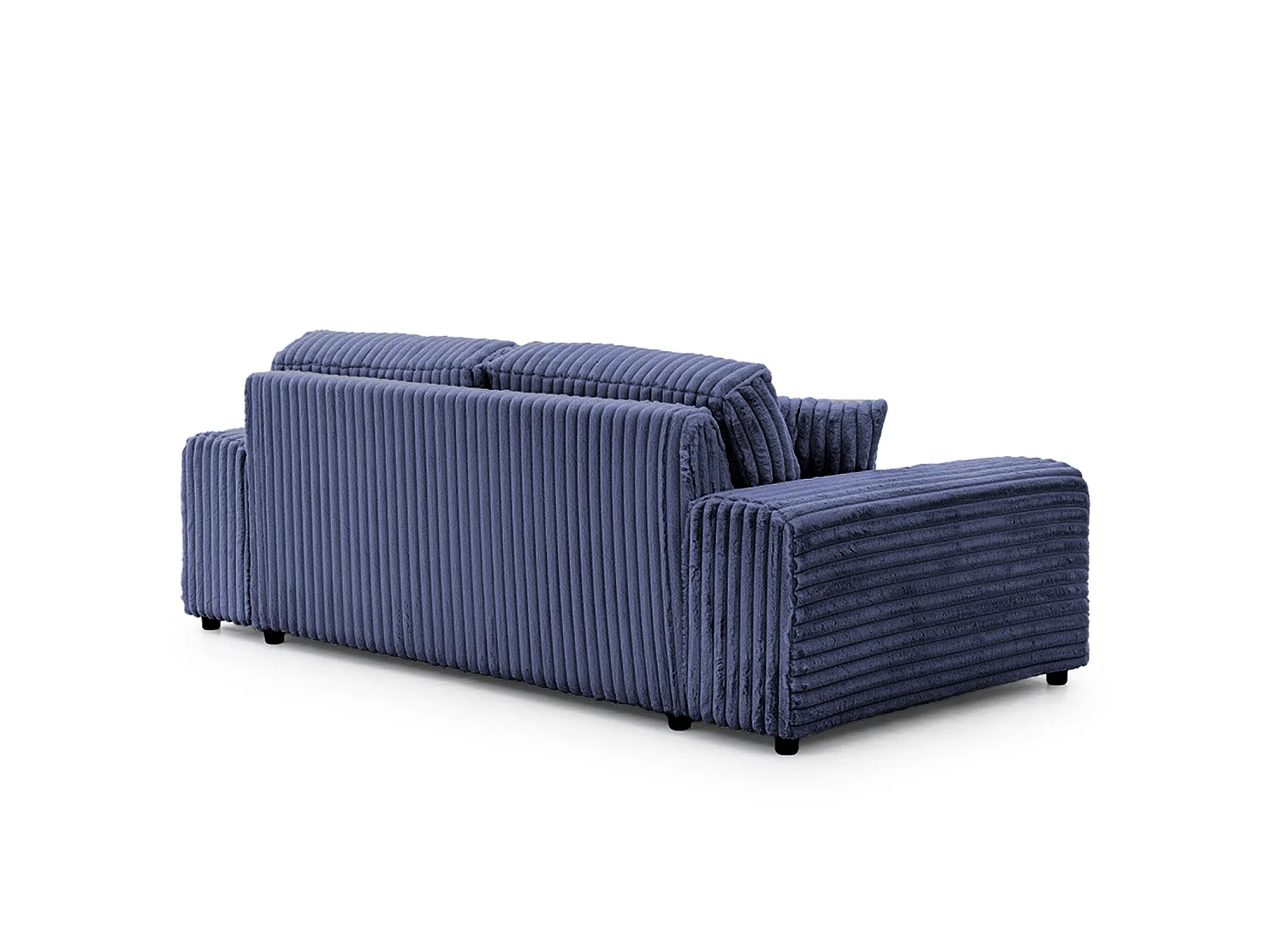 CAISA - Canapé droit velours côtelé 3 places Bleu