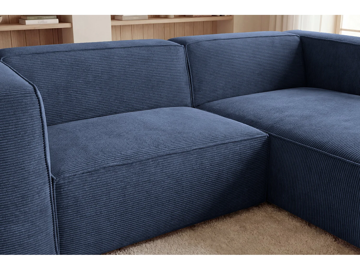BASIL - Corduroy hoekbank 4 zits rechts - Blauw