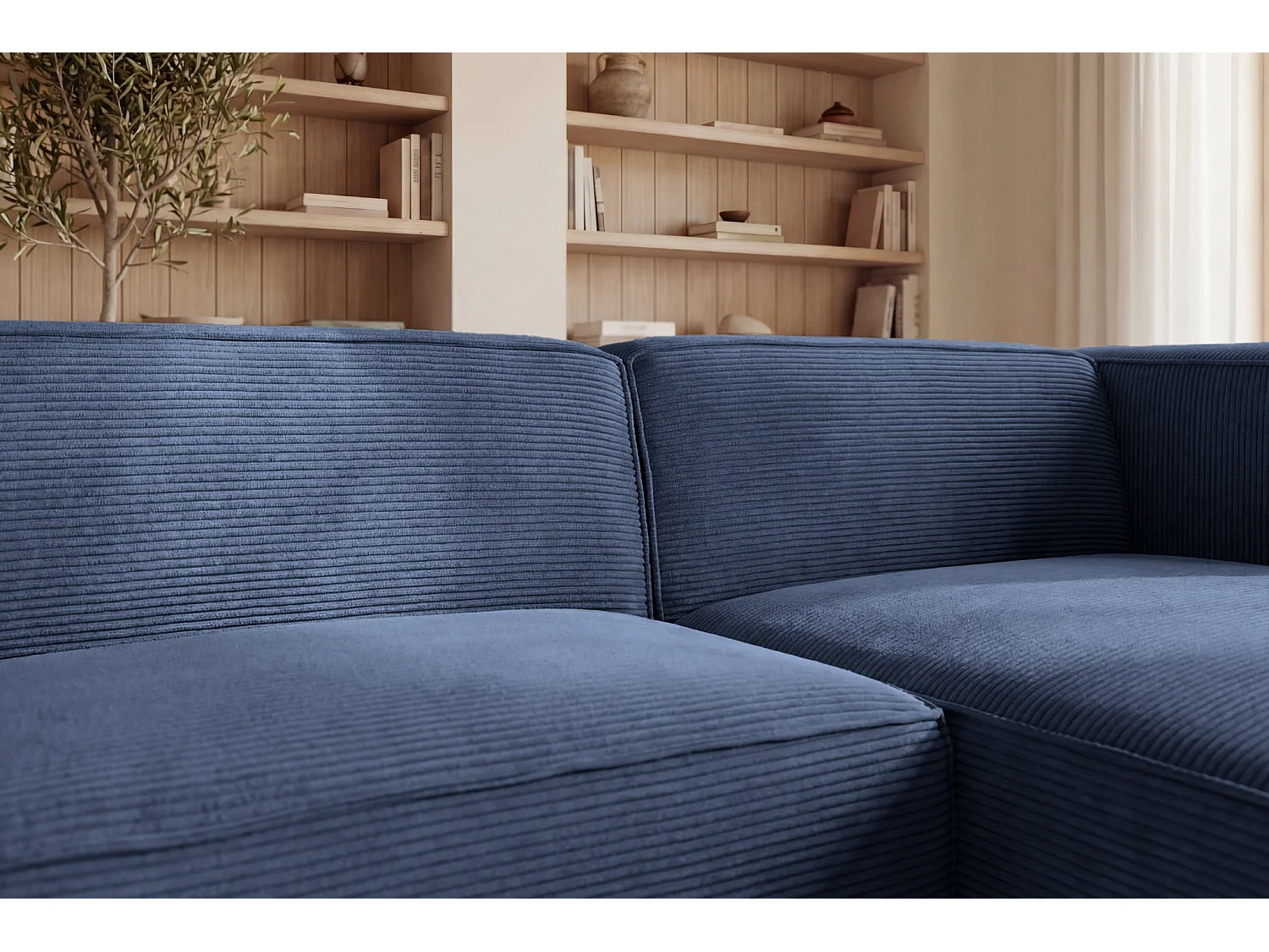 BASIL - Corduroy hoekbank 4 zits rechts - Blauw