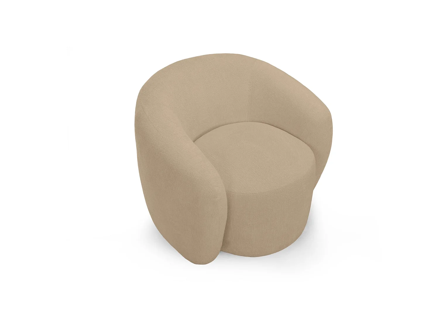AURELIE - Pack 2-zits rechte bank + fauteuil + stoffen poef - Koffie