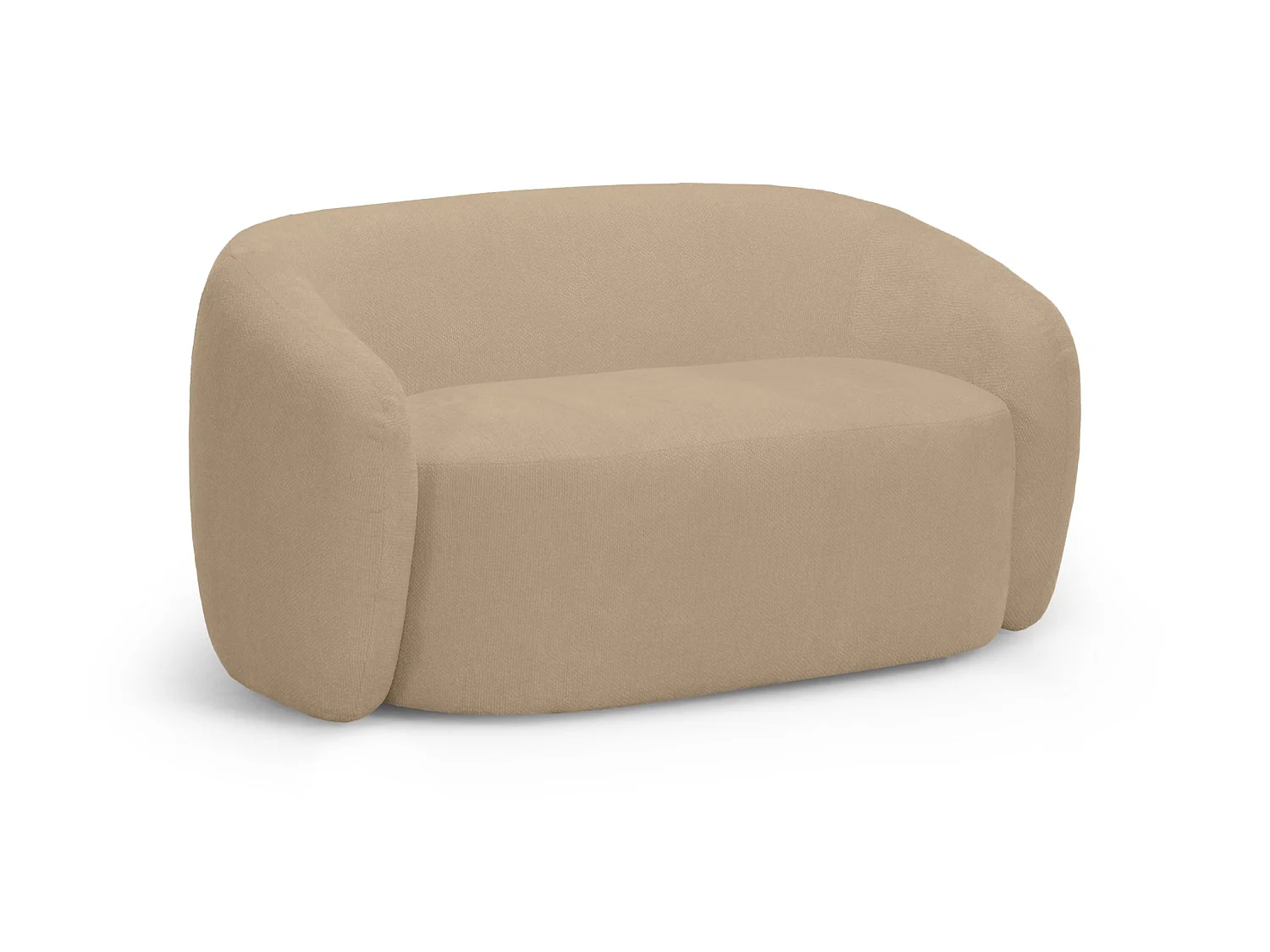 AURELIE - Pack 2-zits rechte bank + fauteuil + stoffen poef - Koffie