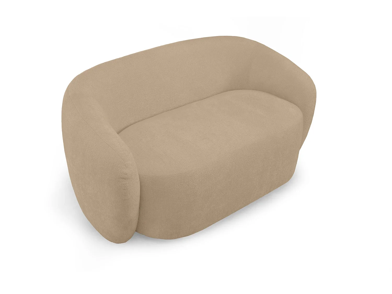 AURELIE - Pack 2-zits rechte bank + fauteuil + stoffen poef - Koffie