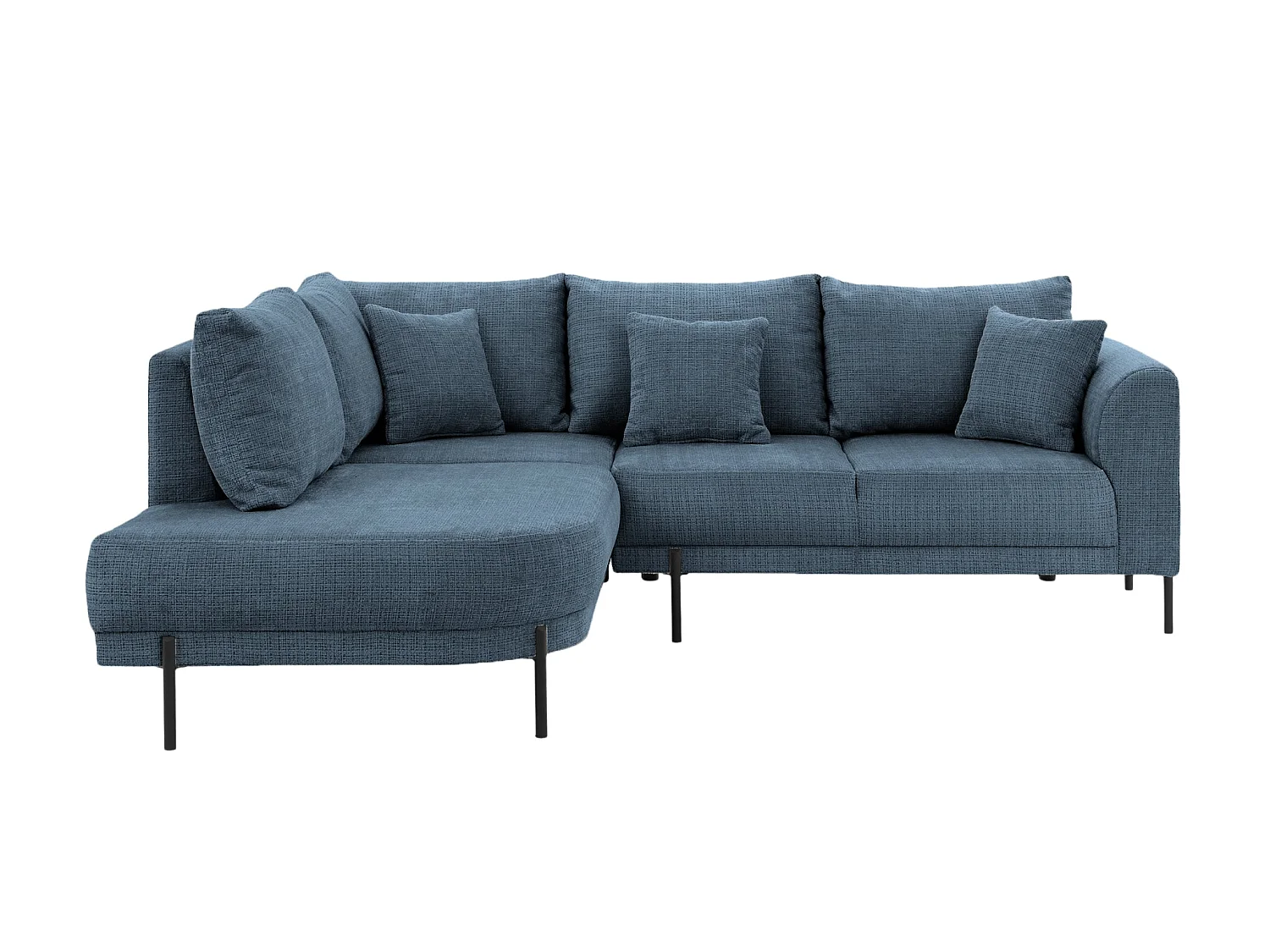 BIANCA - Chenille stoffen hoekbank 4 zits links - Blauw