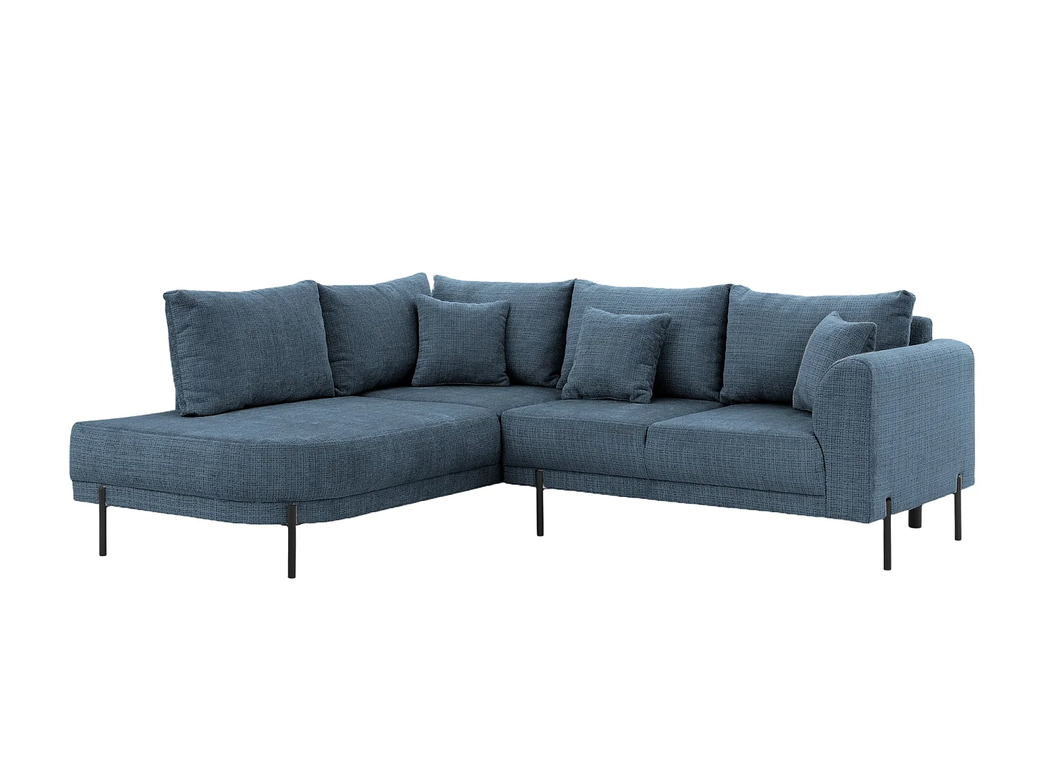 BIANCA - Chenille stoffen hoekbank 4 zits links - Blauw