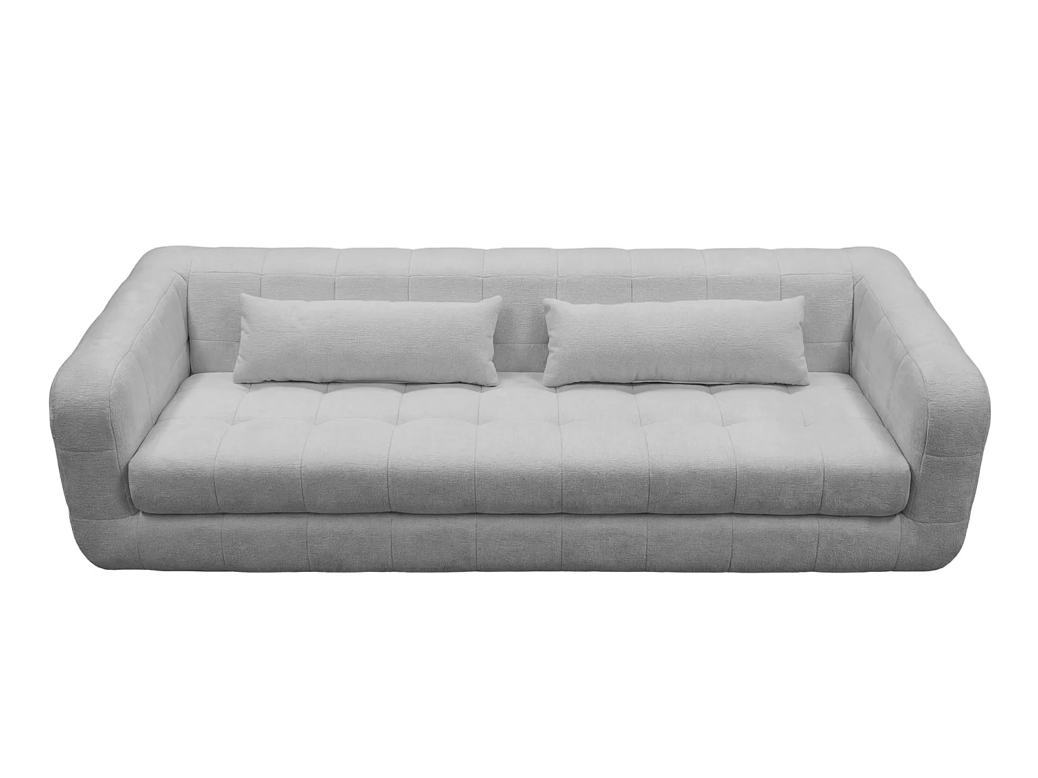 ARLETTE - Canapé droit tissu chenille 4 places Gris clair