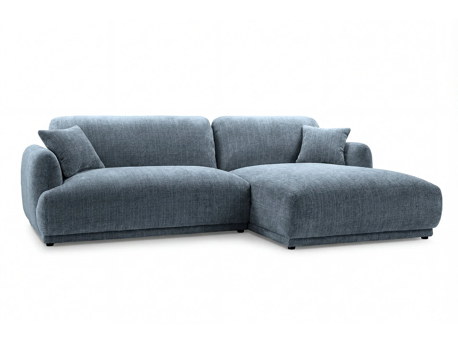 ROSALIE - 3-zits hoekbank in chenille stof - Blauw