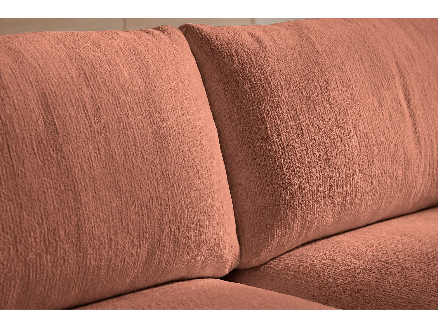 ELLY - 4-zits hoekbank in chenille stof - Links - Terracotta