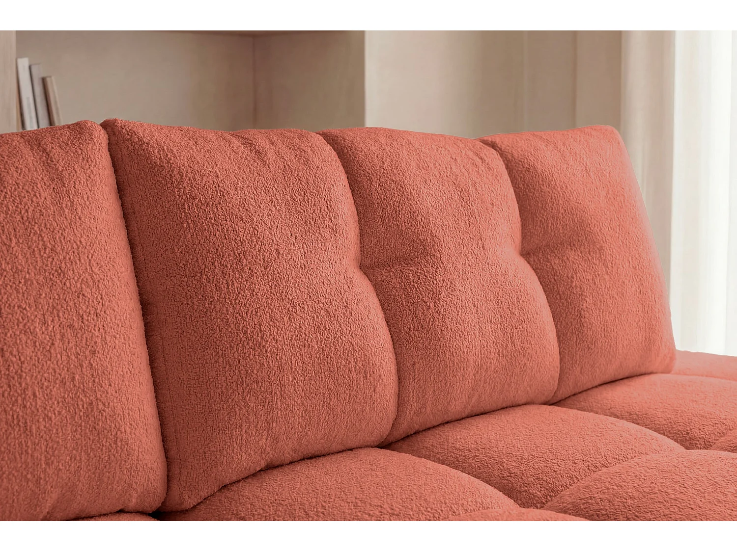 CONSTANCE - 4-zits hoekbank in chenille stof - Terracotta