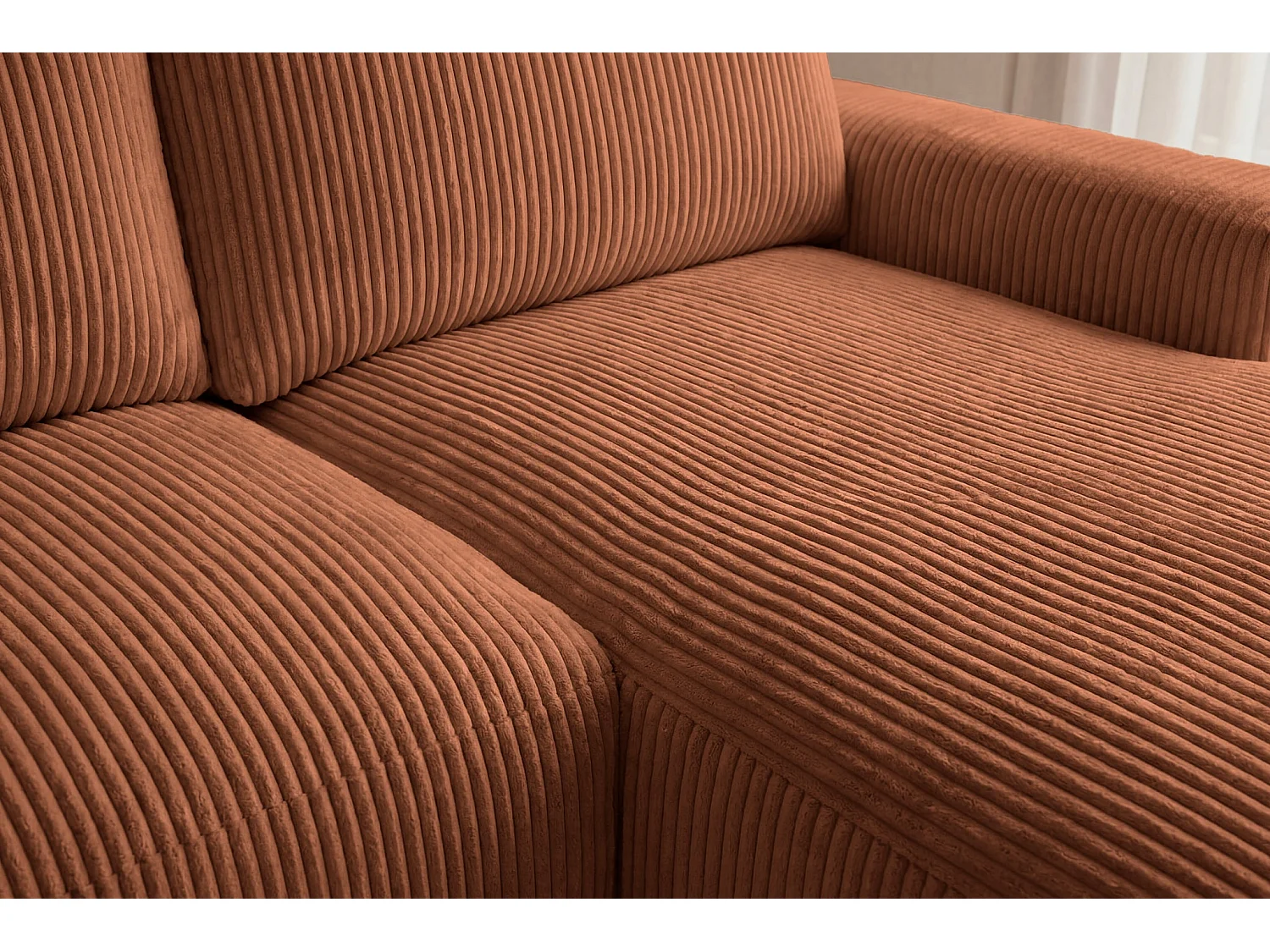 OLYMPE - 4 zits kleine corduroy hoekbank - Terracotta