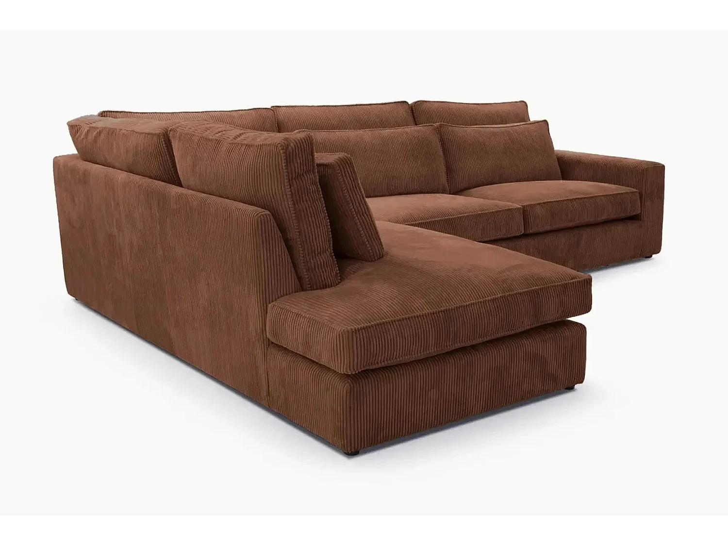 MILAN L - 5-zits corduroy hoekbank - Recht - Terracotta