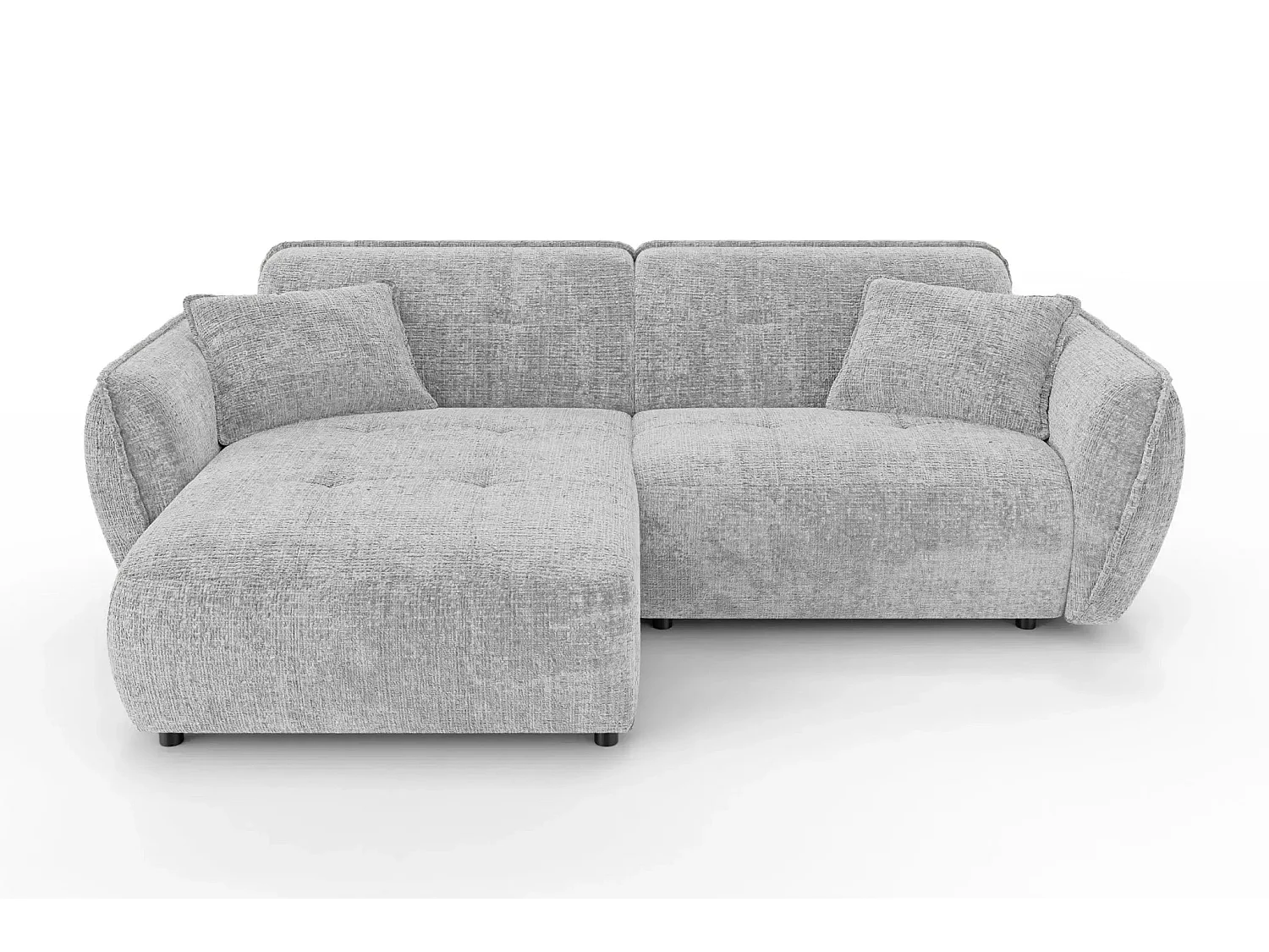 MONA - Canapé d'angle tissu chenille 4 places Gris clair Gauche