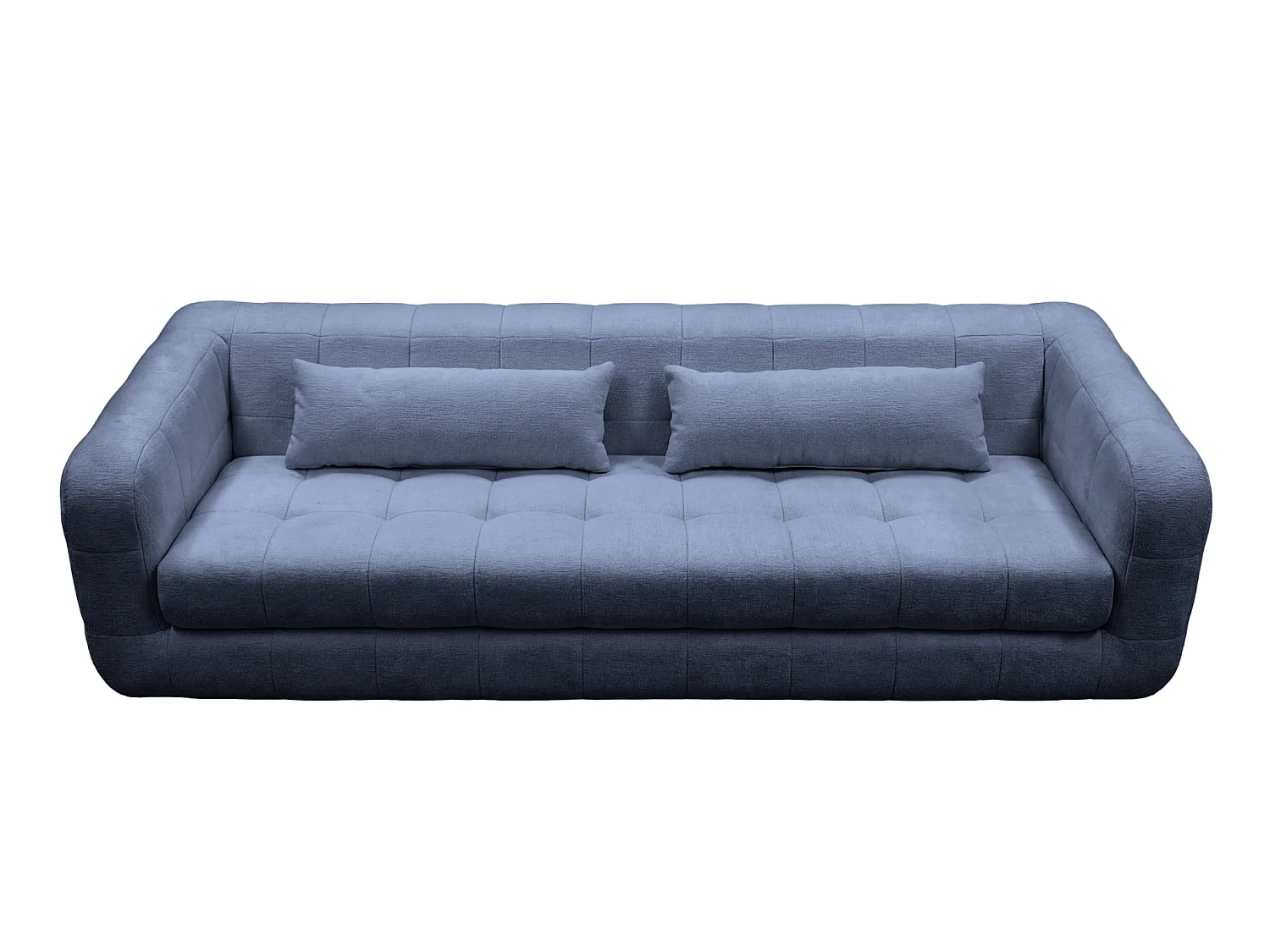 ARLETTE - 4-zits rechte bank in chenille stof - Blauw