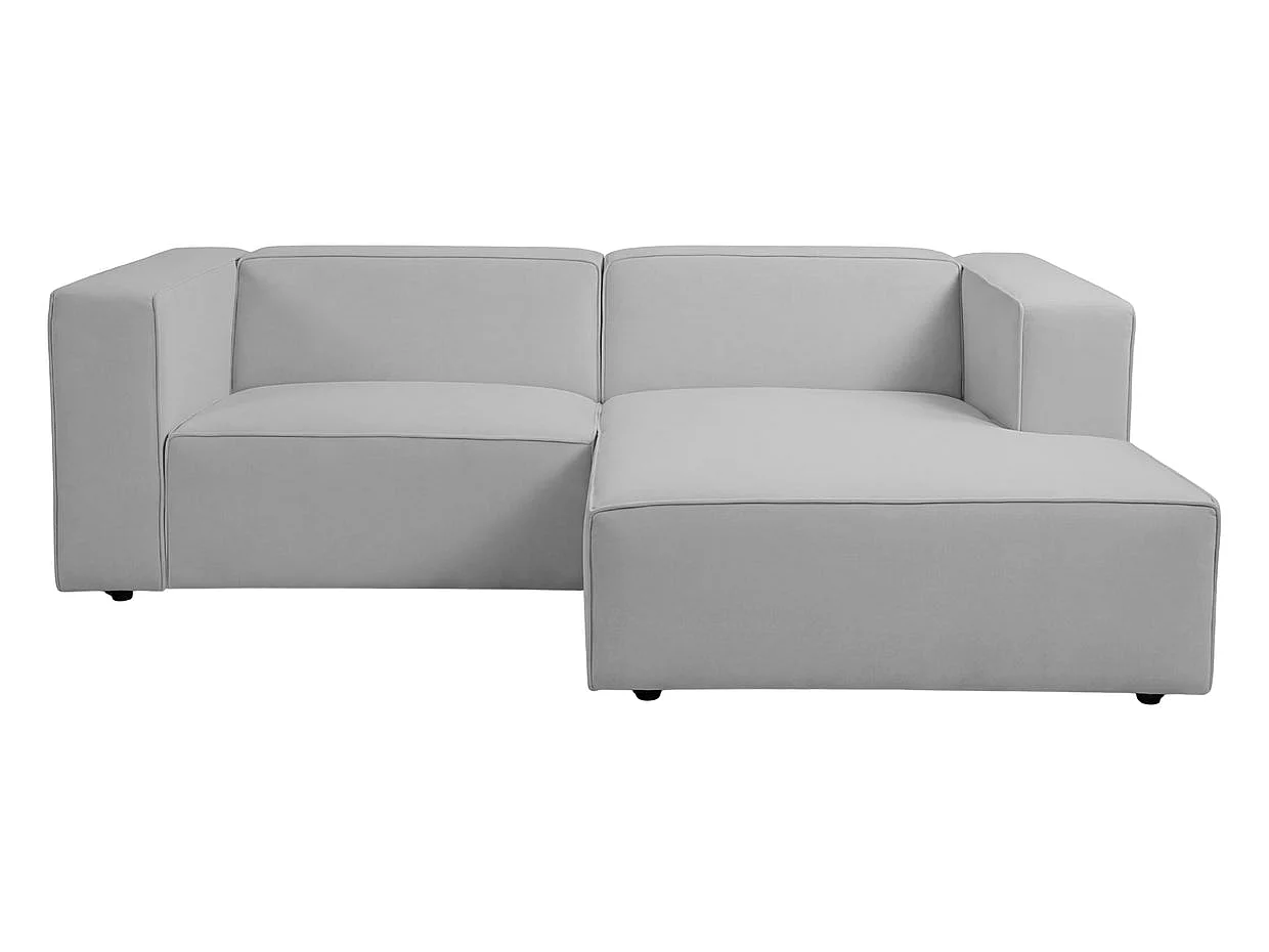 BASIL - Canapé d'angle tissu lisse 4 places Gris clair Gauche
