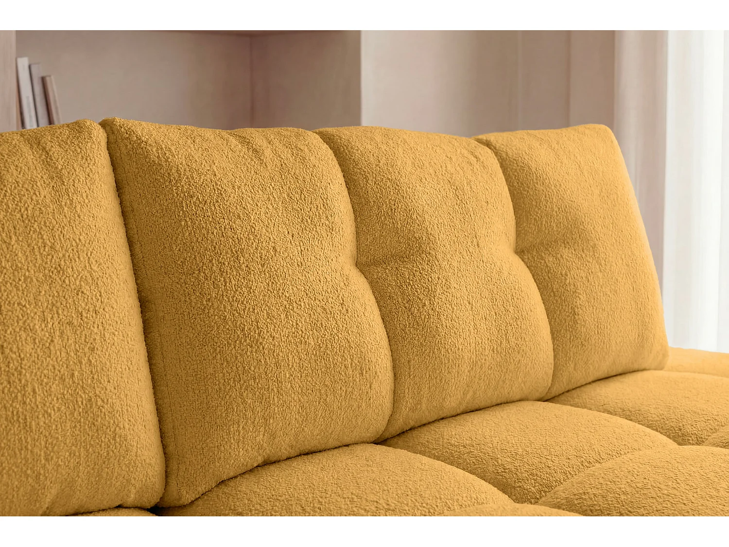 CONSTANCE - 4-zits hoekbank in chenille stof - Mustard