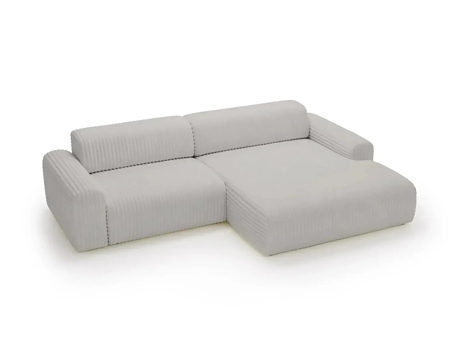 MILA - Canapé d'angle velours côtelé 3 places Gris clair Droit