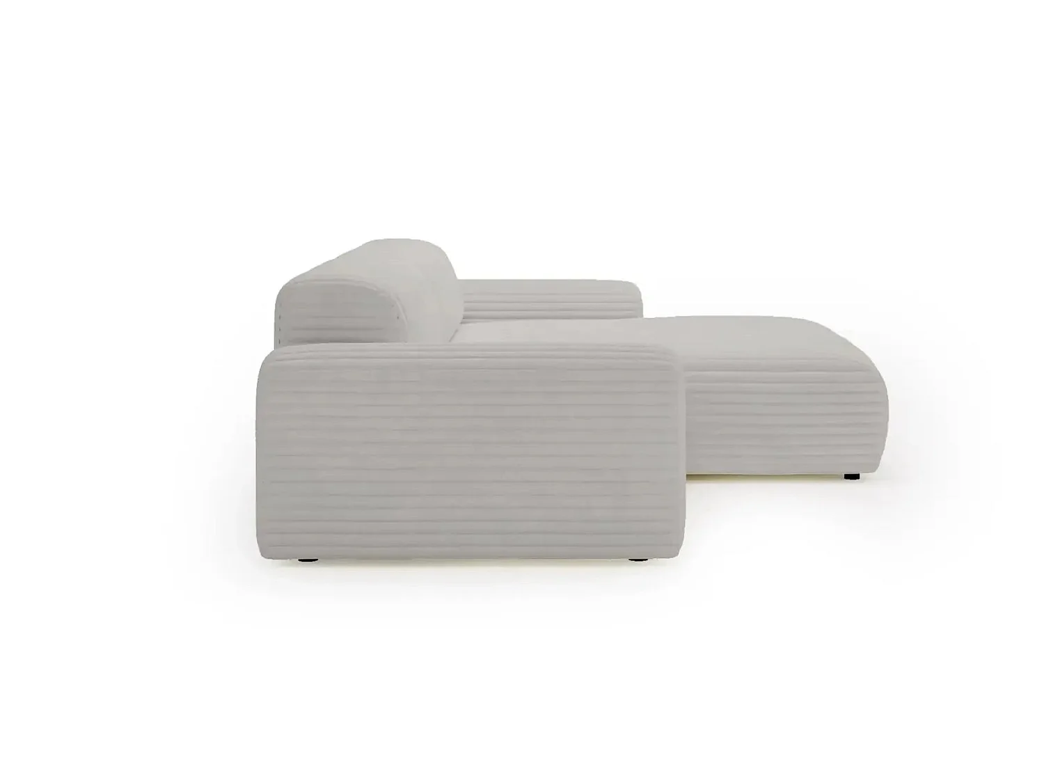 MILA - Canapé d'angle velours côtelé 3 places Gris clair Droit