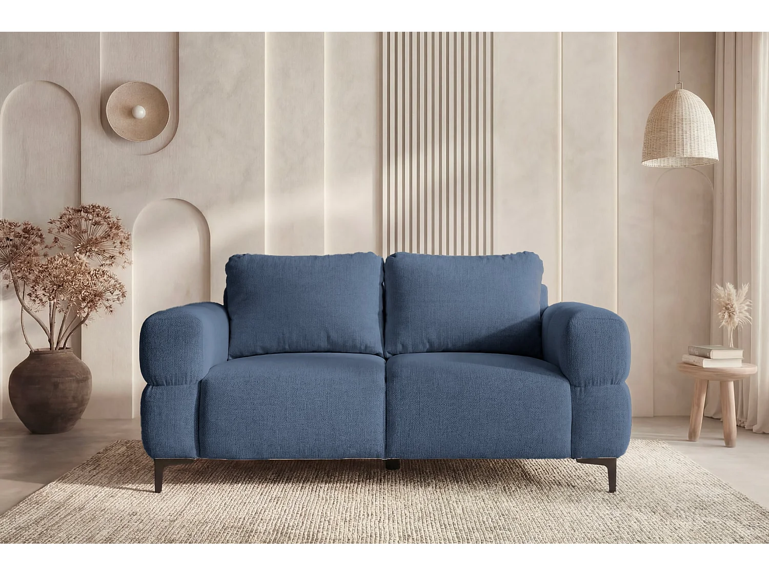 ELTON - Sofa 2-er Rechte Stof - Blauw