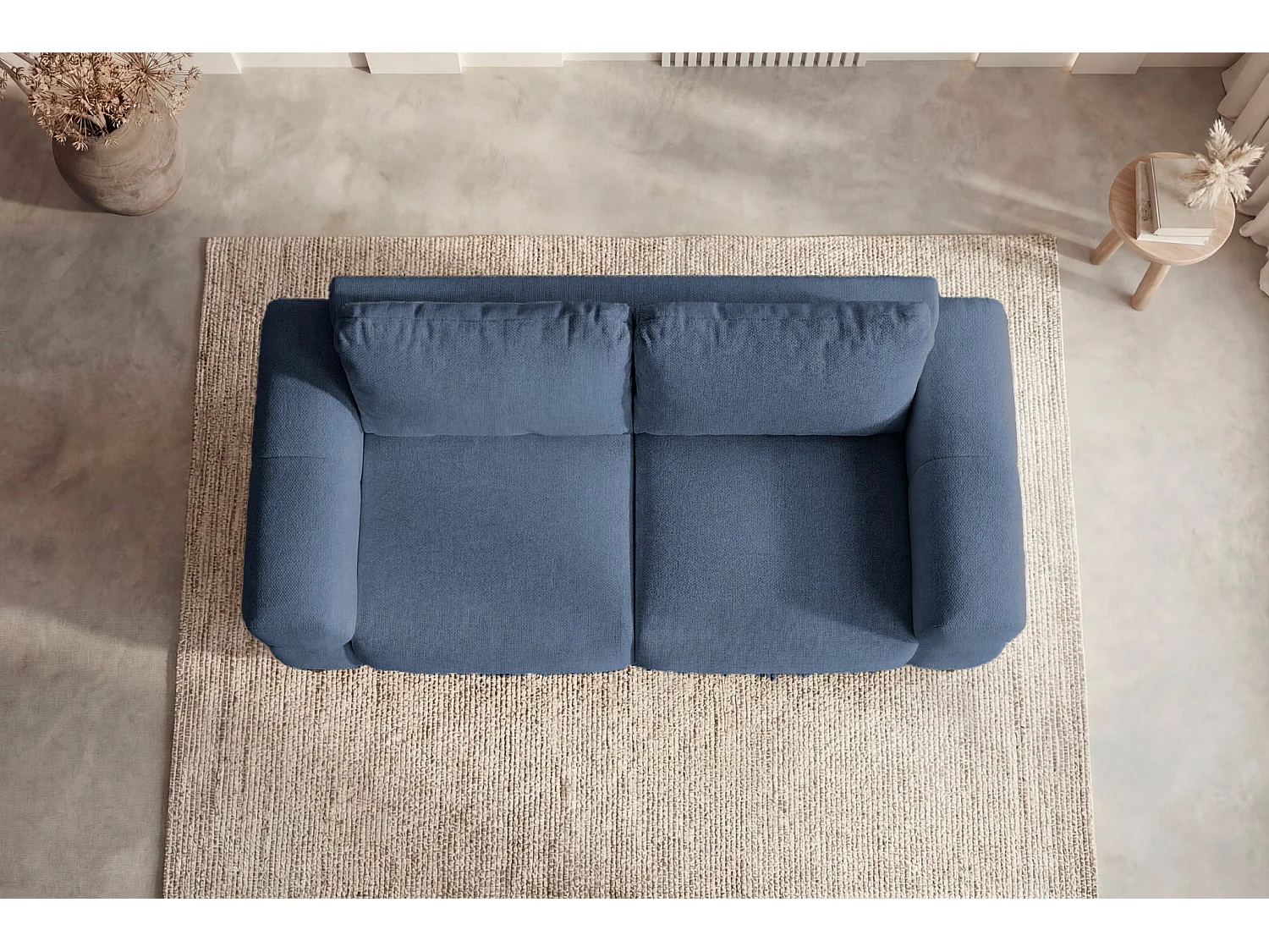 ELTON - Sofa 2-er Rechte Stof - Blauw