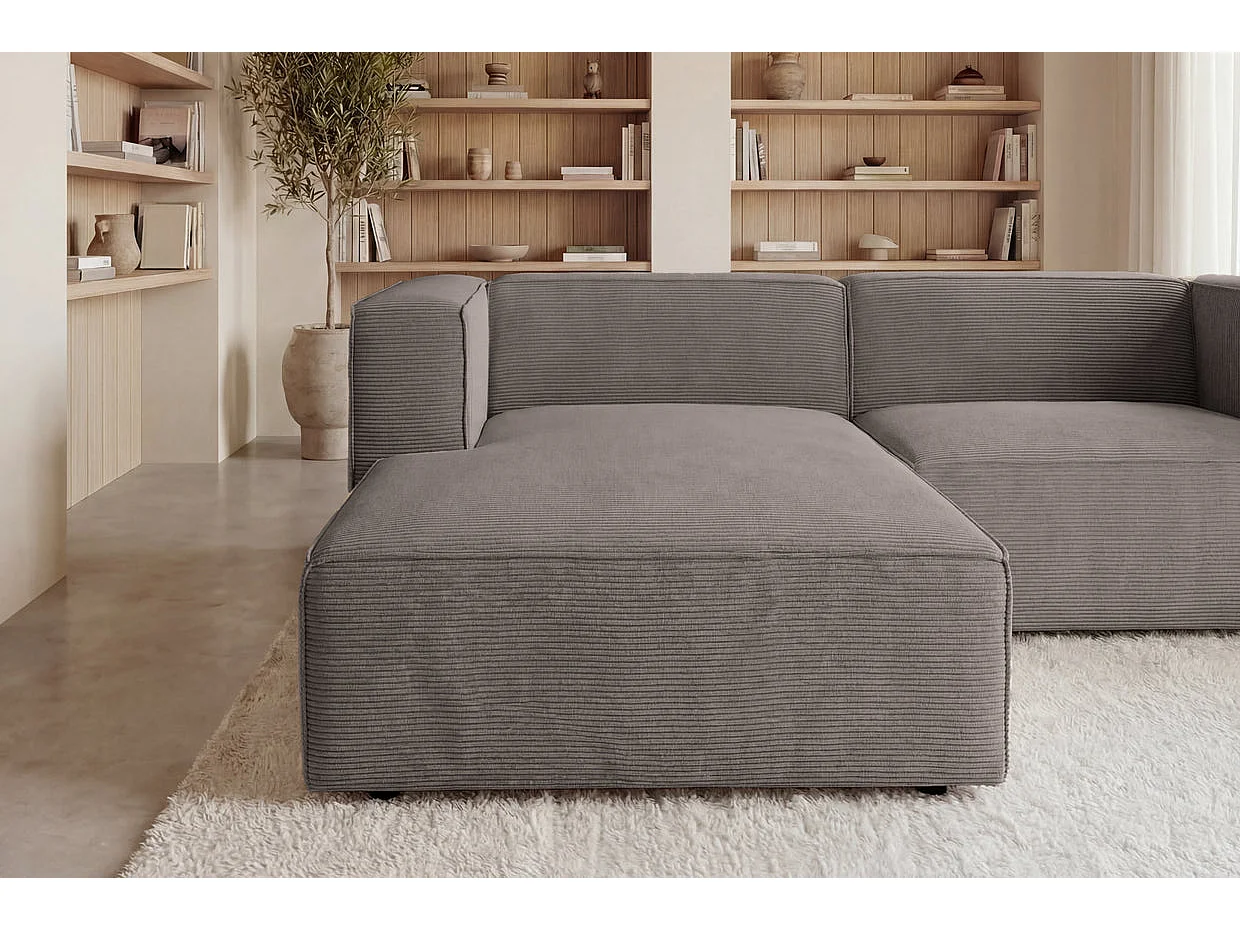BASIL - Corduroy 4-zits hoekbank, rechts - Taupe