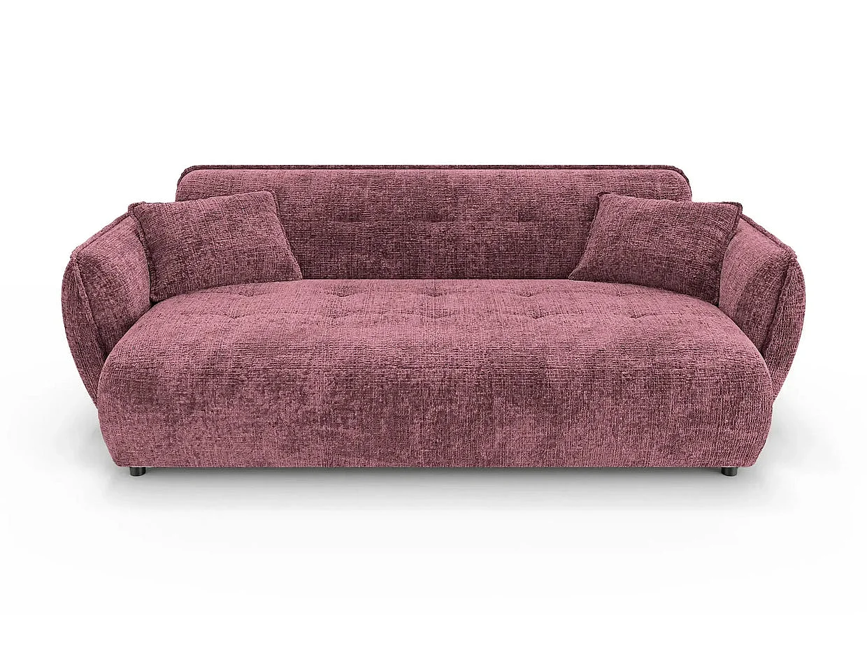 MONA - Canapé droit tissu chenille 3 places Bordeaux