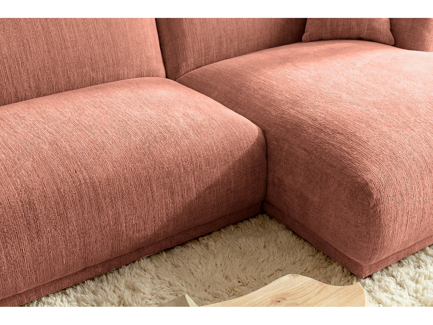 ROSALIE - 3-zits hoekbank in chenille stof - Terracotta